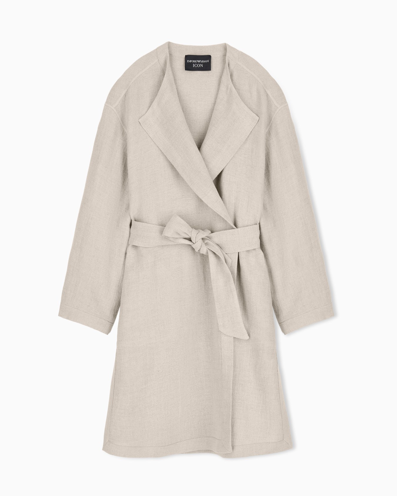 オーバーコート バスケット織り風ピュアリネン サッシュ スライドする 0