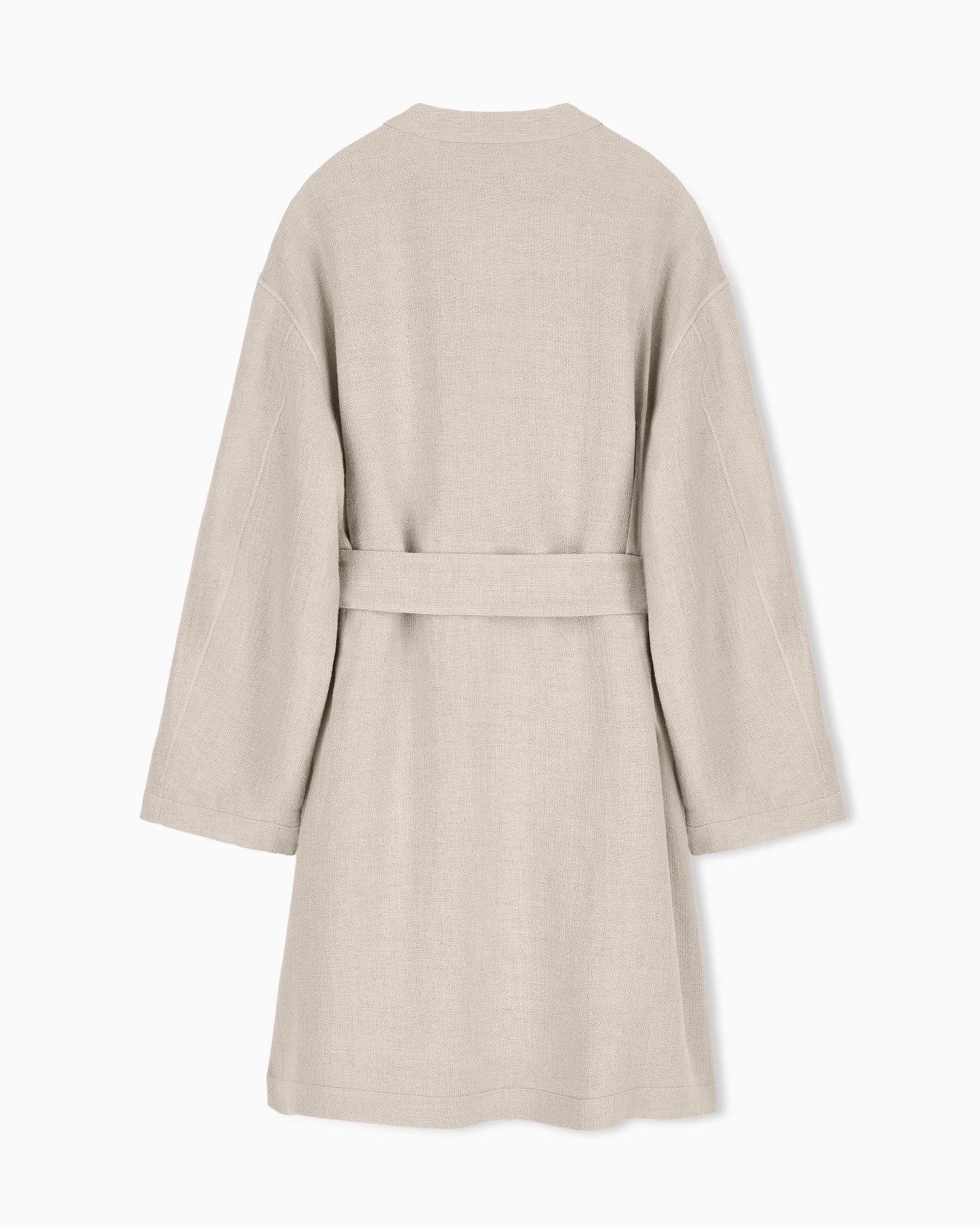 オーバーコート バスケット織り風ピュアリネン サッシュ スライドする 3