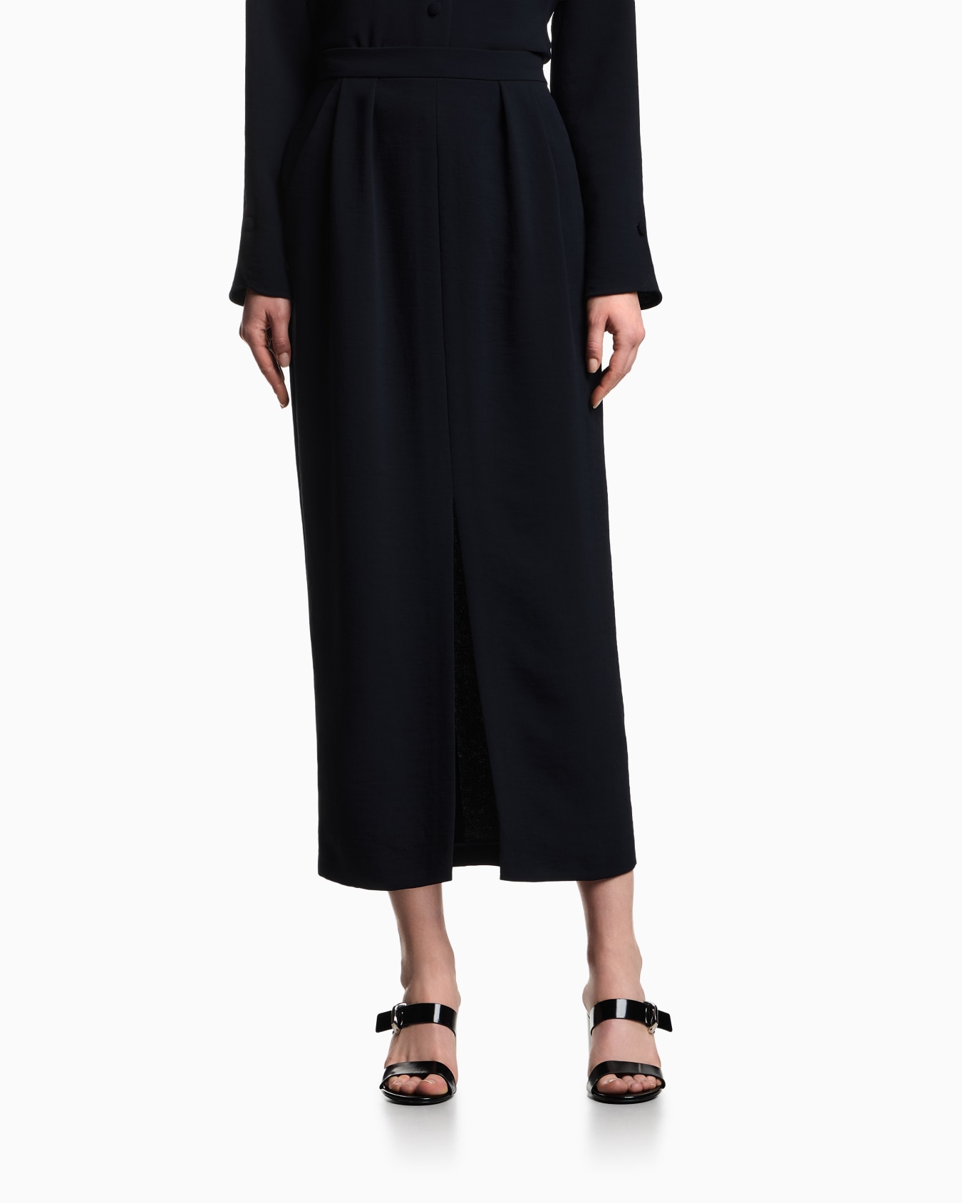 Icon washed cady crêpe pleated long skirt Slide 3