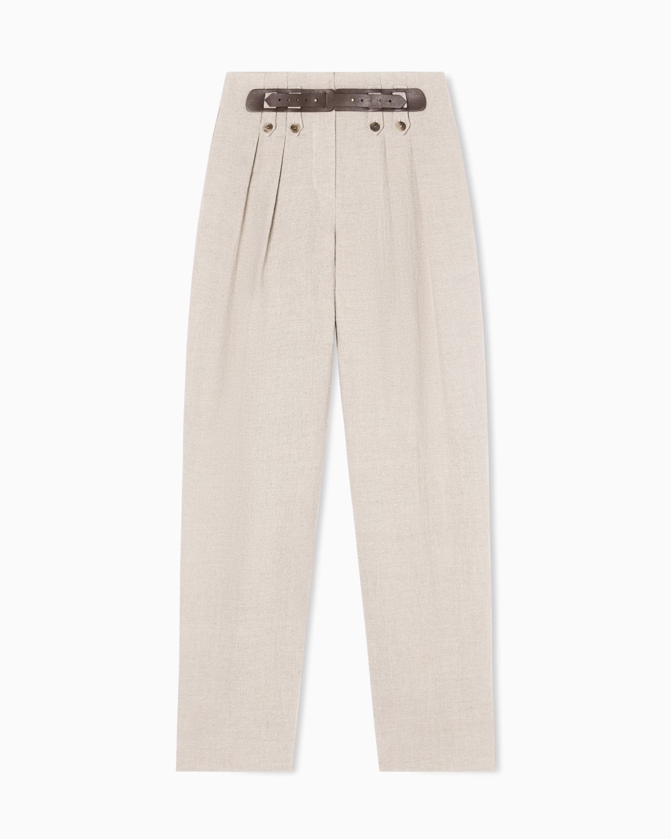 Oval-leg trousers in pure linen with a basketweave effect Slide 0
