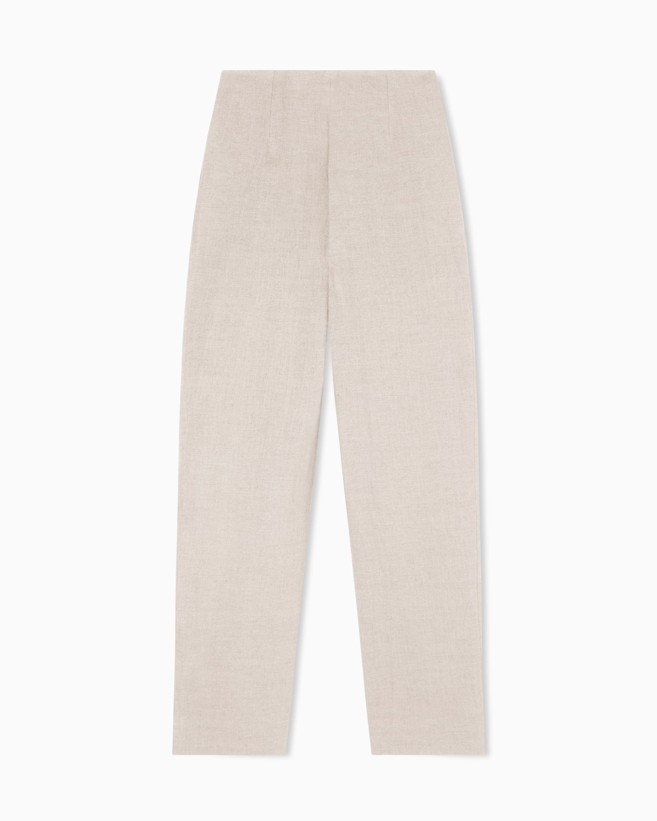 Oval-leg trousers in pure linen with a basketweave effect Slide 3