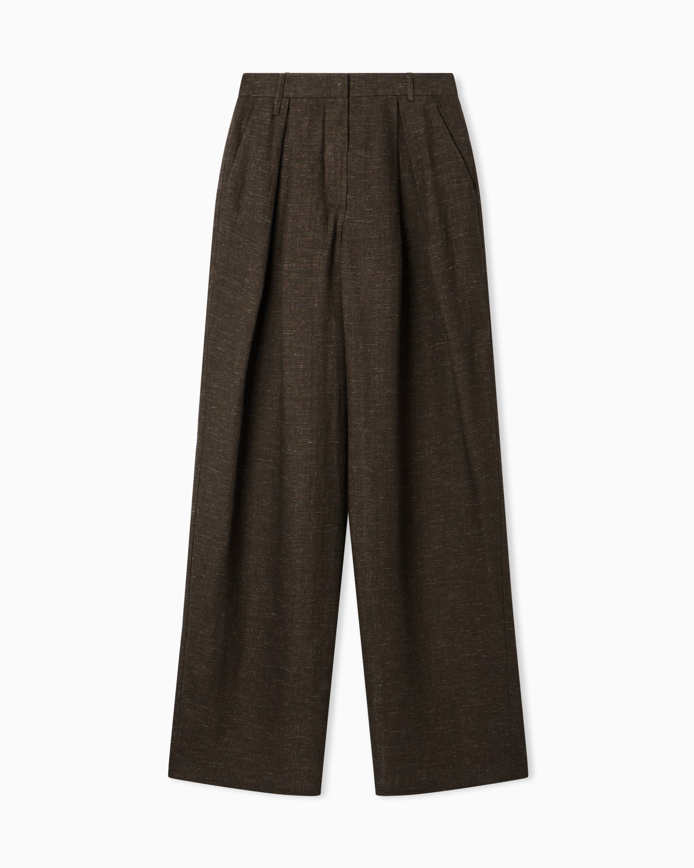 Icon linen chambray trousers with godet pleats Slide 0