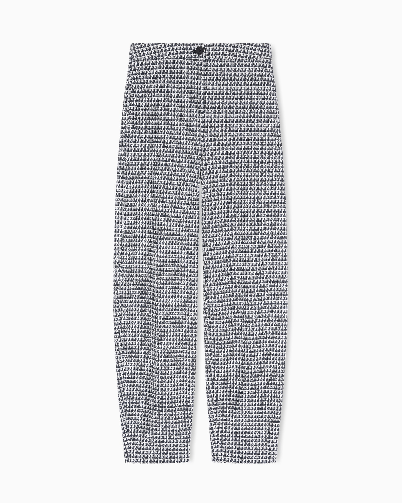 Knitted effect jersey trousers with optical Icon print Slide 0