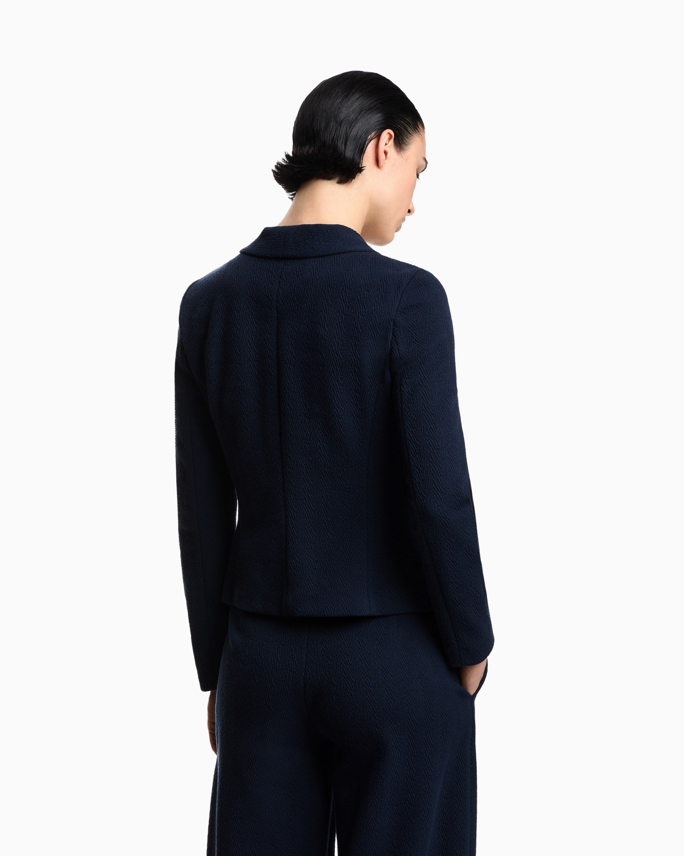 Giacca scollo scialle in jersey jacquard chevron Icon Slide 2