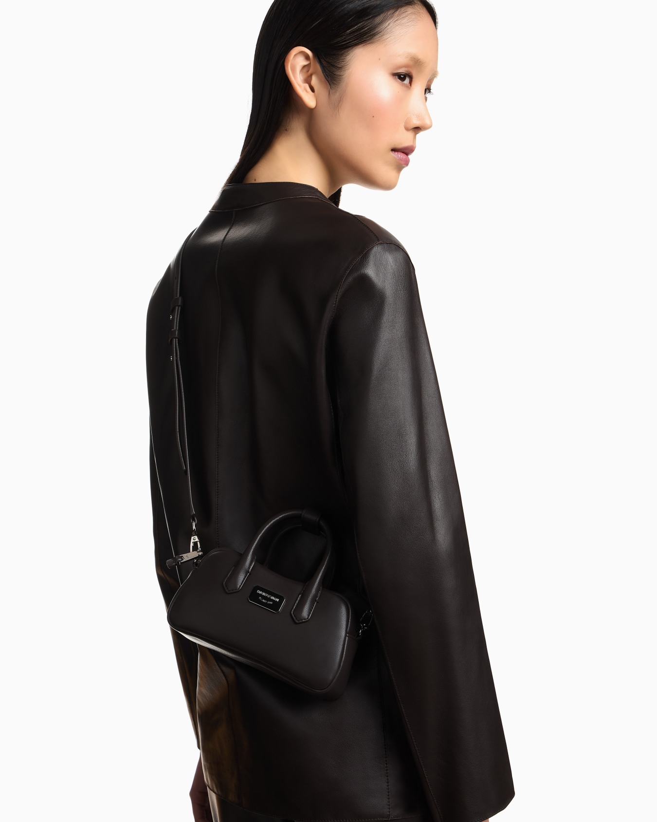 Mini satchel bag in soft leather Slide 6