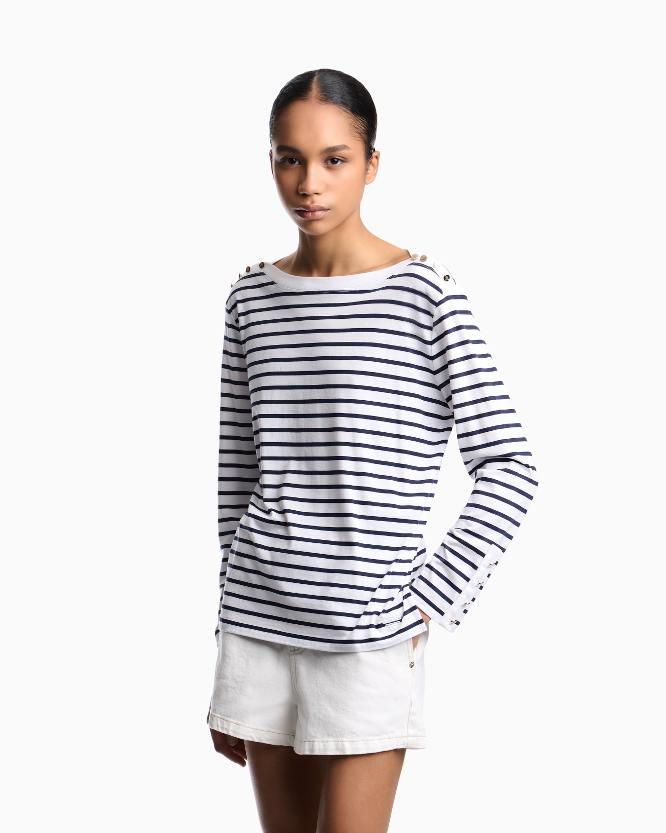 Maglia in jersey modal a righe Slide 2