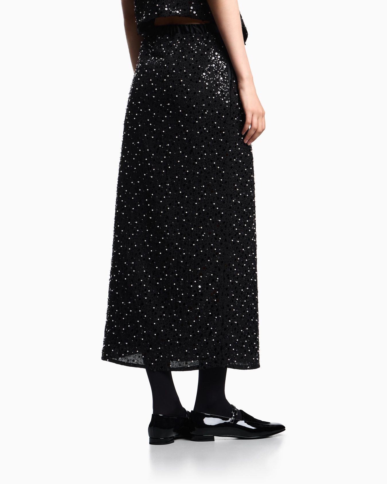 Georgette skirt with all-over beads and sequins Slide 2