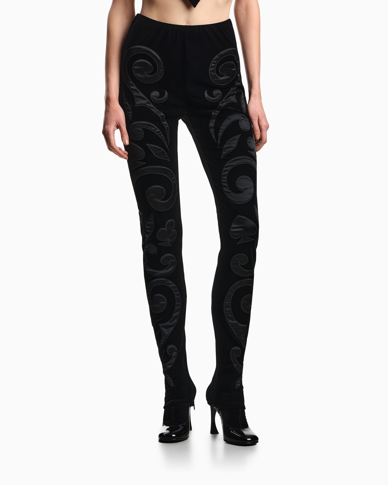 Chenille jersey trousers with intarsia embroidery Slide 3