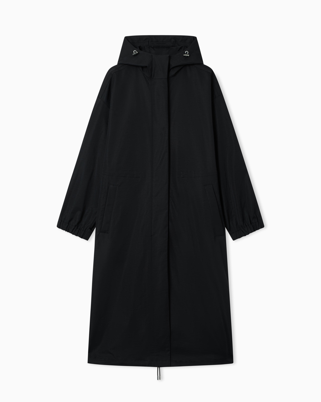 Hooded trench coat in nylon twill Diapositiva 0