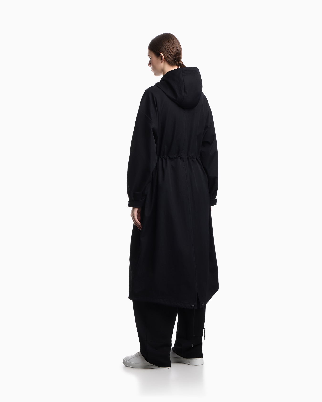 Nylon twill hooded trench coat Slide 2
