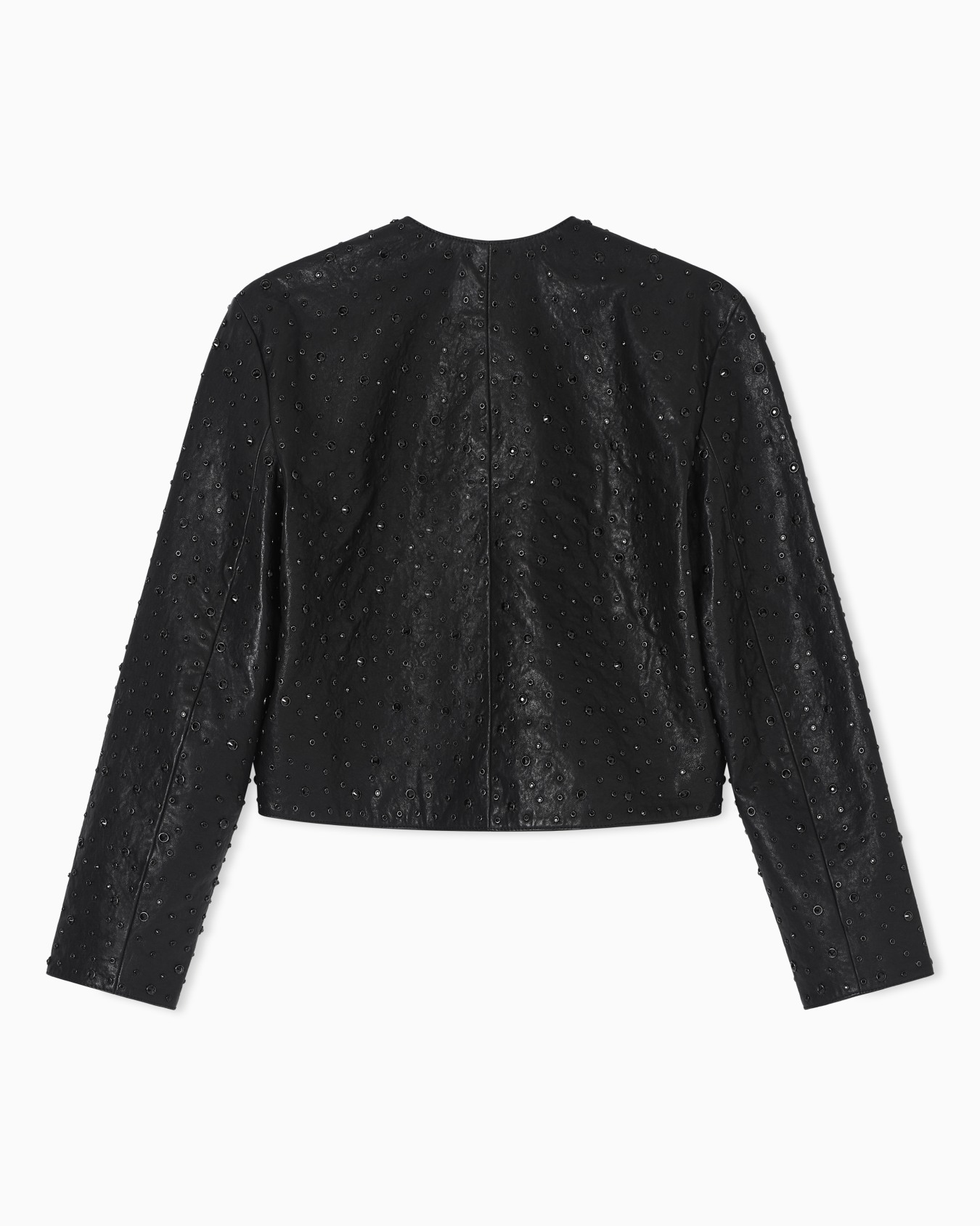 Giacca boxy in nappa di agnello vegetale con cristalli all over Slide 2