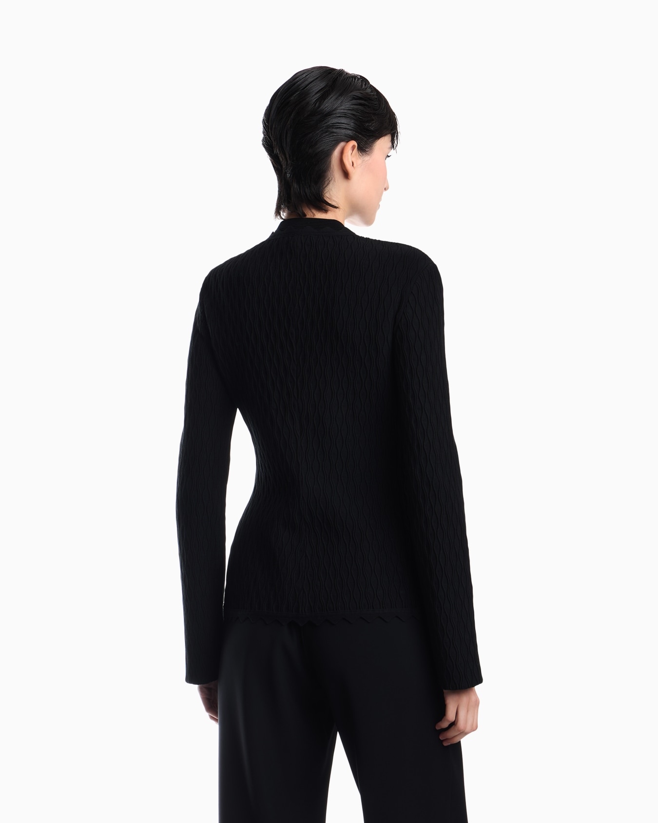 Double ottoman blazer with wavy texture and scalloped edges Slide 5