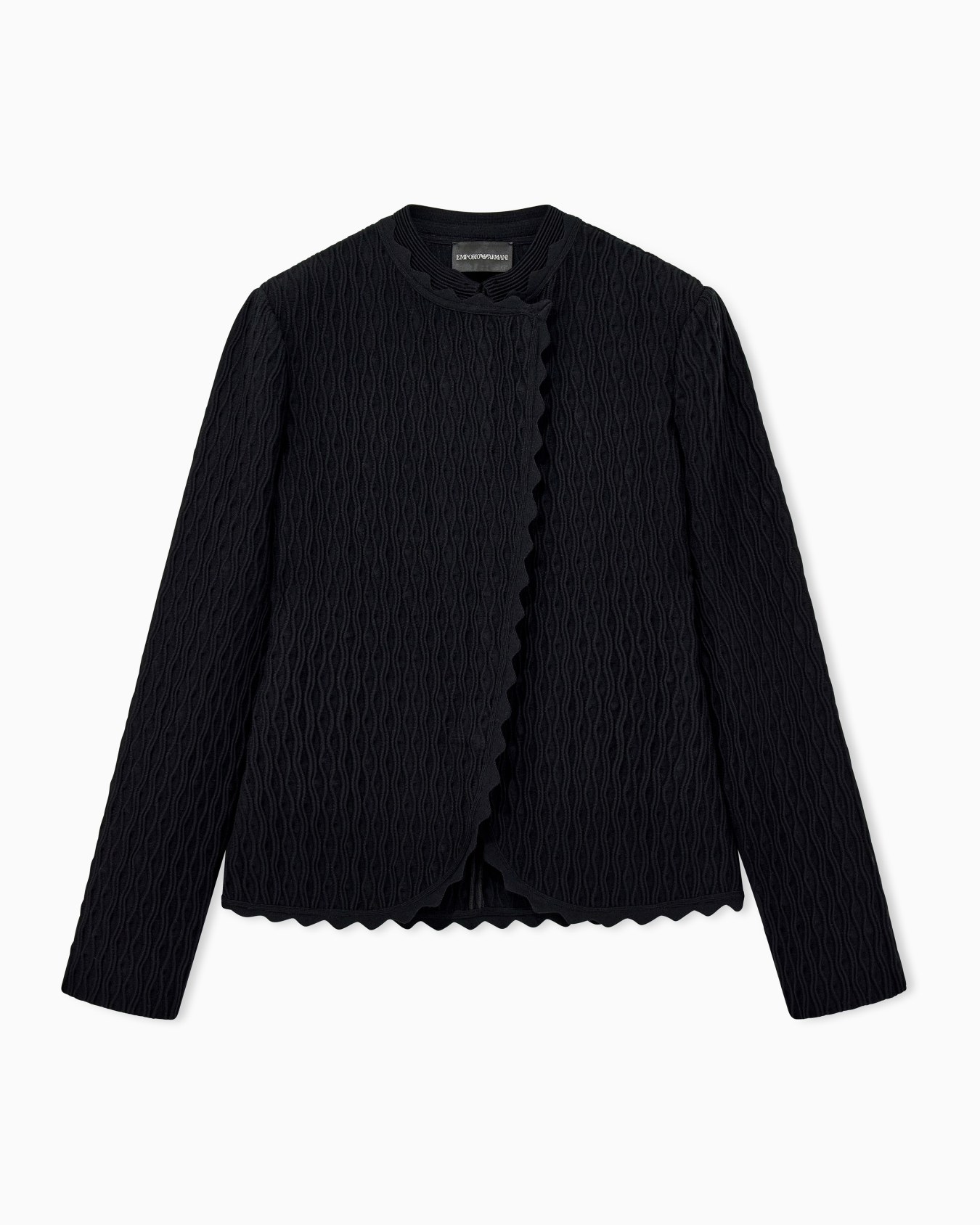 Double ottoman blazer with wavy texture and scalloped edges Slide 0