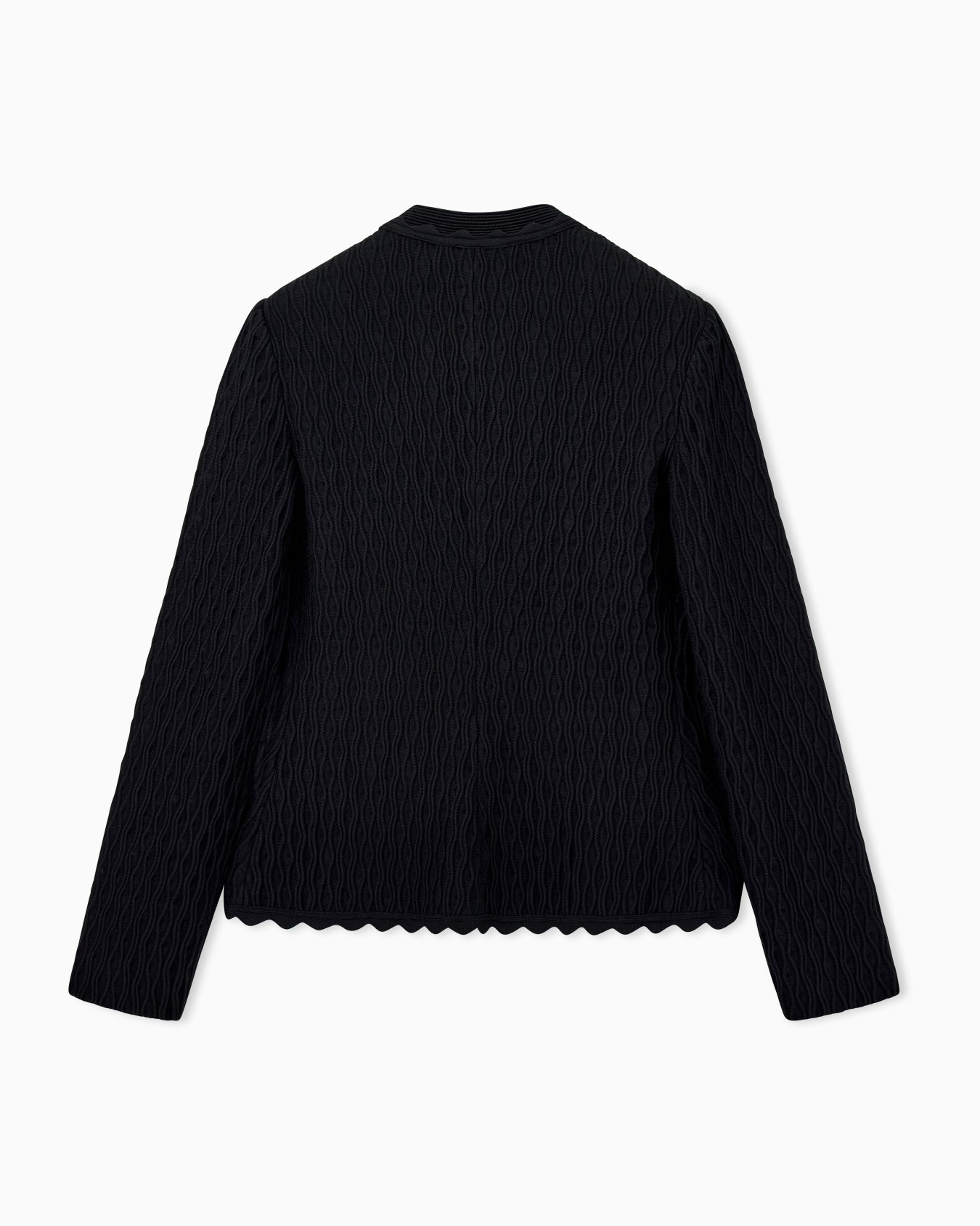 Double ottoman blazer with wavy texture and scalloped edges Slide 1