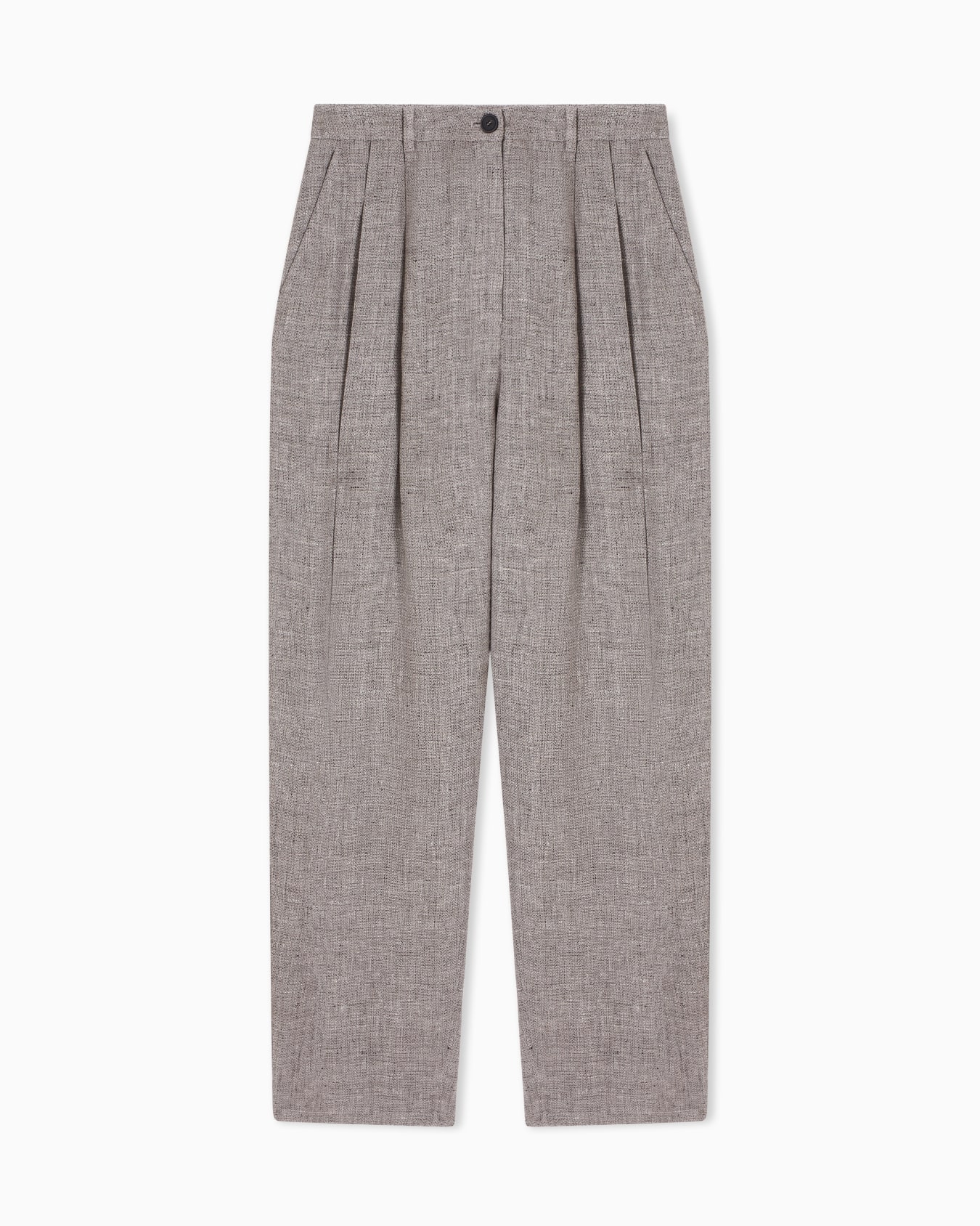 Pleated trousers in basketweave linen Slide 0