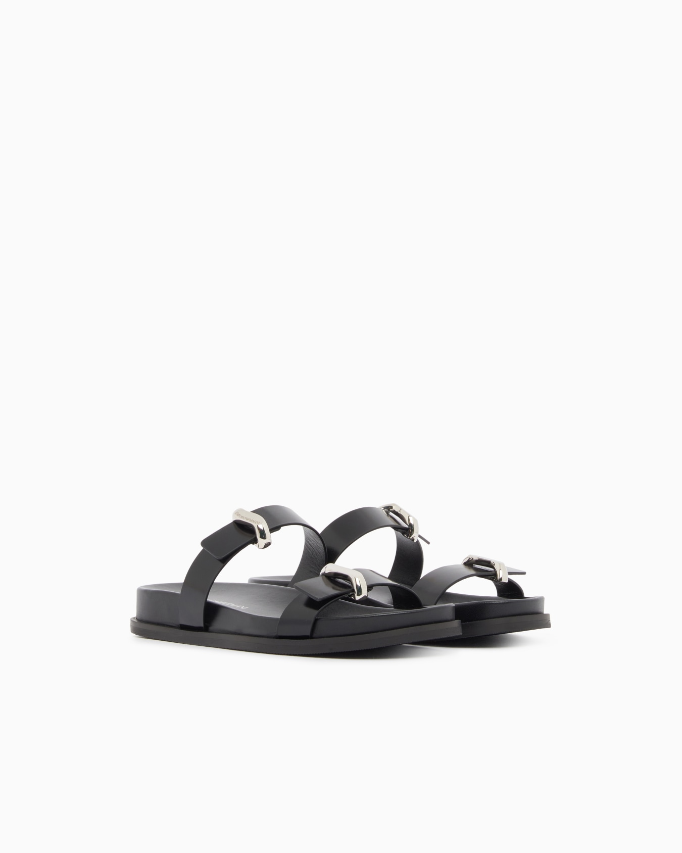 Shiny polished leather sandals Slide 1