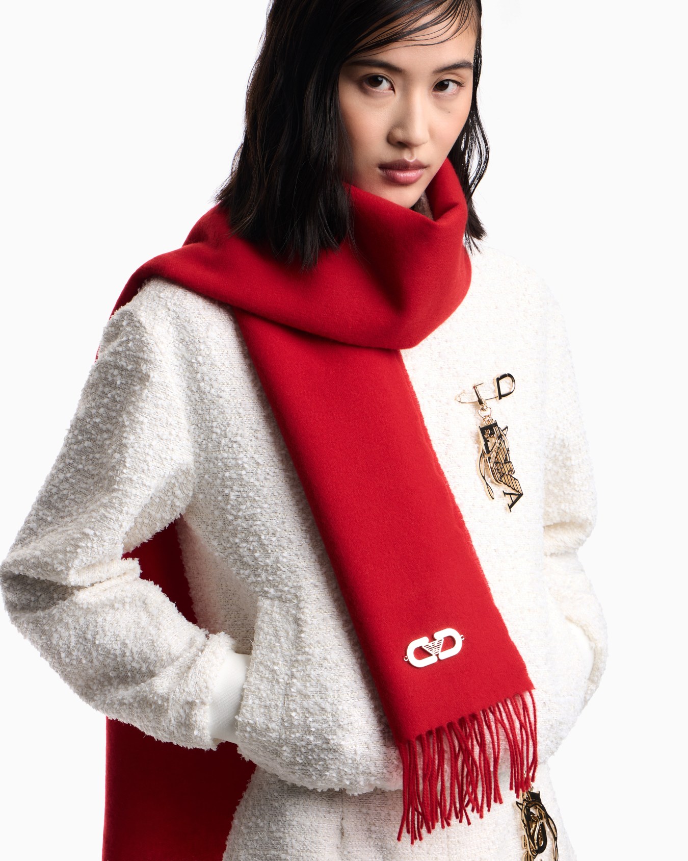 Lunar New Year wool and cashmere scarf Slide 2
