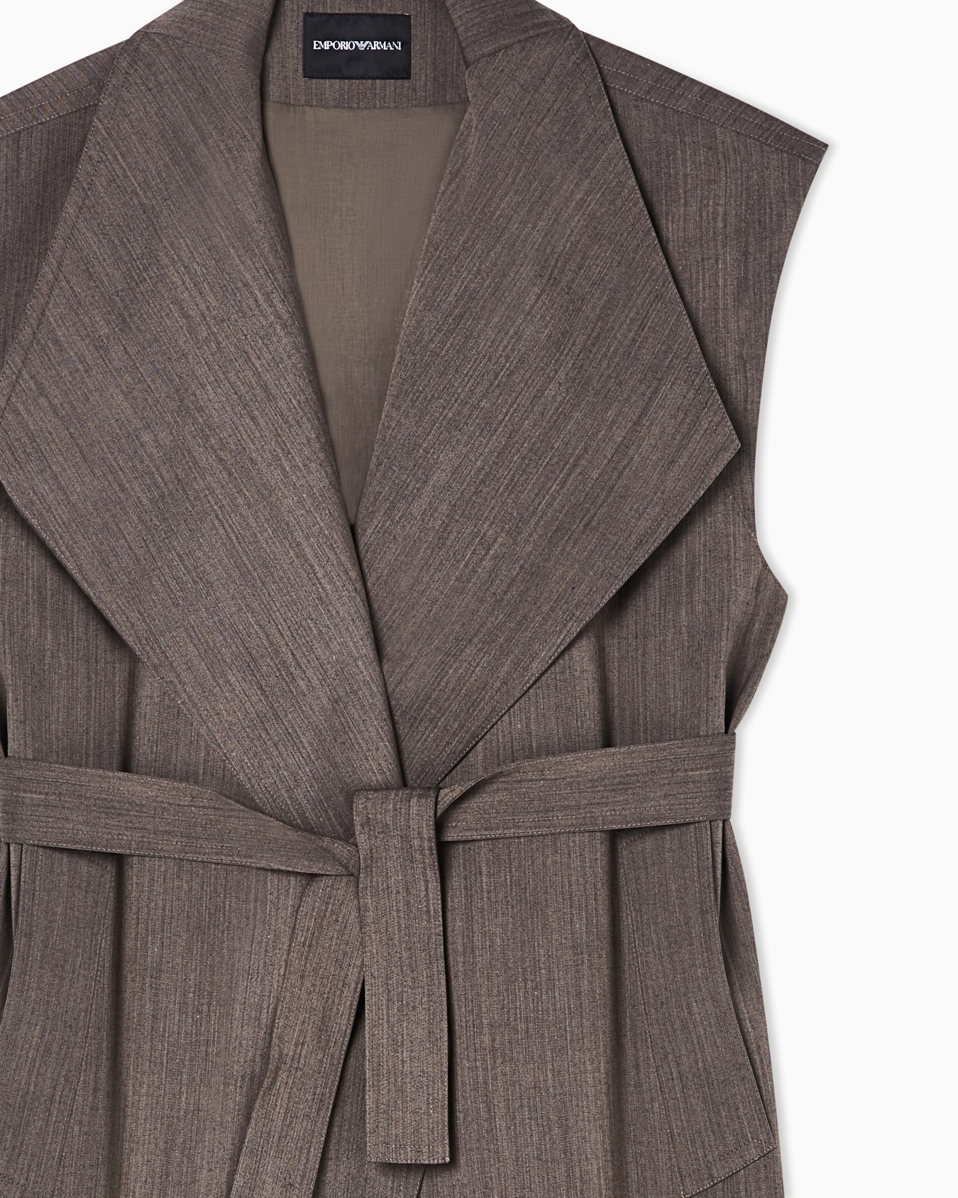 Sleeveless overcoat in fresh wool with belt Slide 4