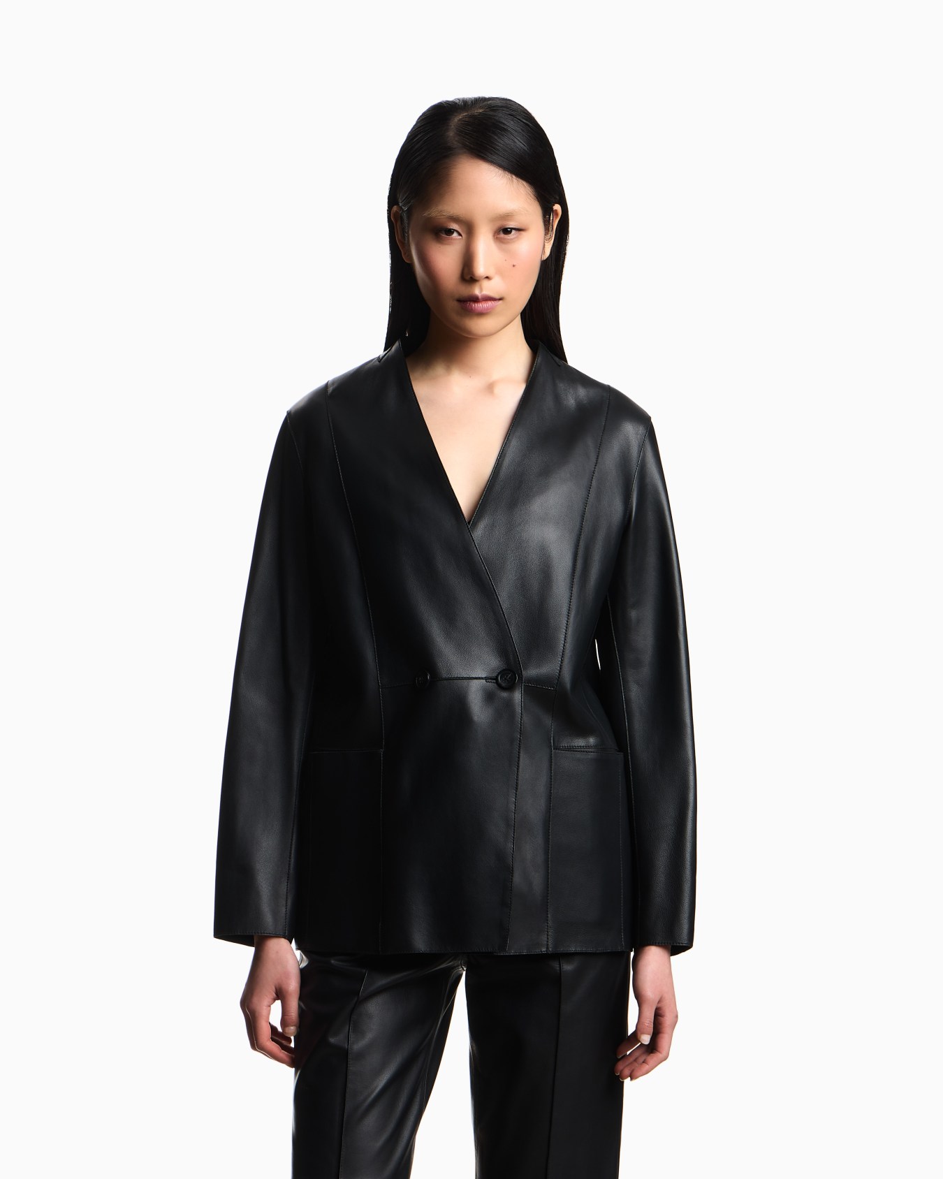 ASV raw-cut glove-quality lambskin nappa leather blazer Slide 3