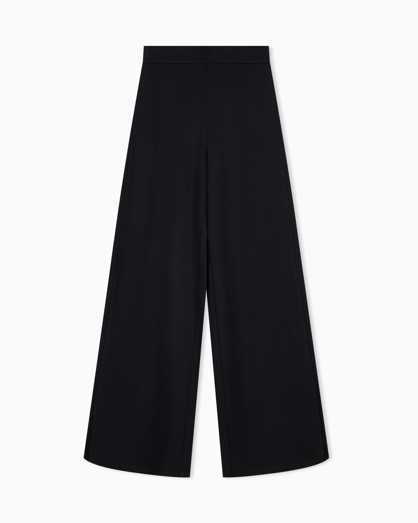High-waist wide-leg Punto Milano pants with side zip vents Slide 0