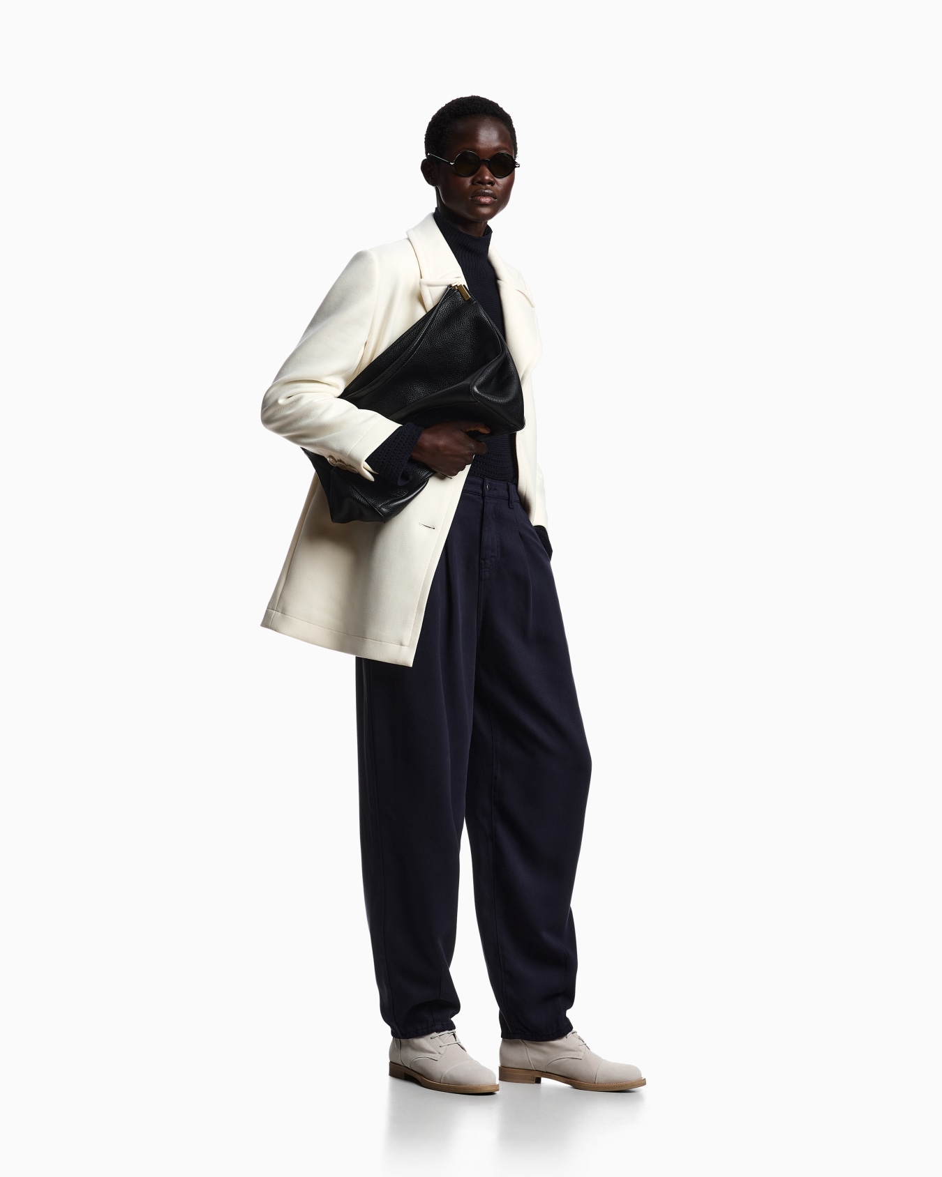 Mock neck sweater in links stitch wool with Icon fretwork Slide 2