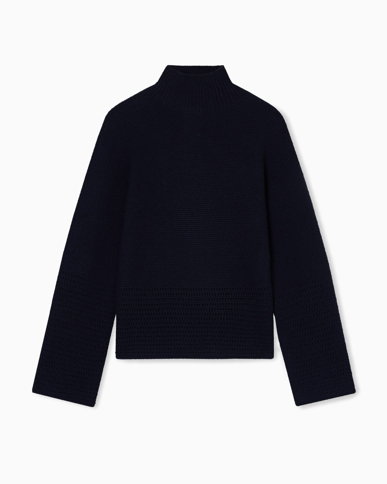 Mock neck sweater in links stitch wool with Icon fretwork Slide 0