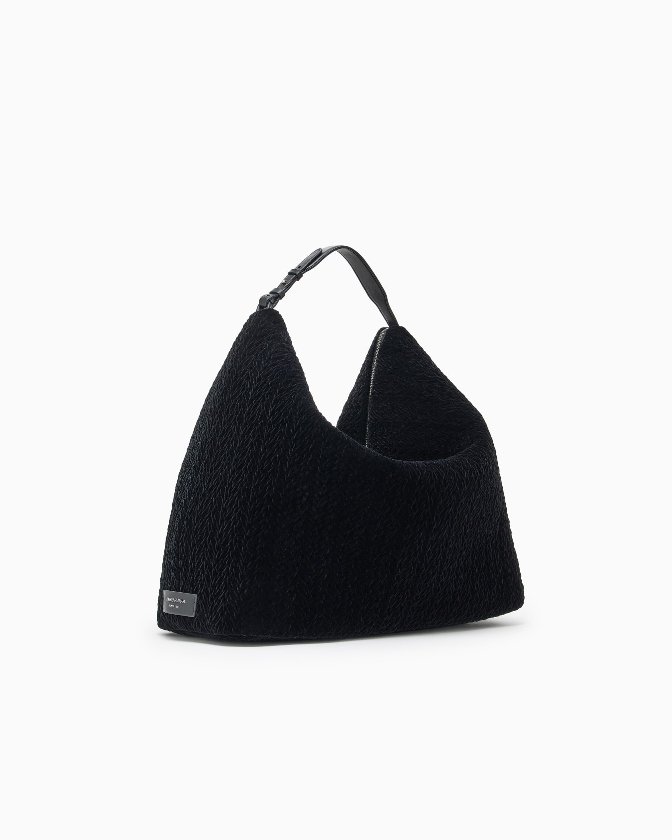 Quilted velvet oversized hobo bag Slide 1