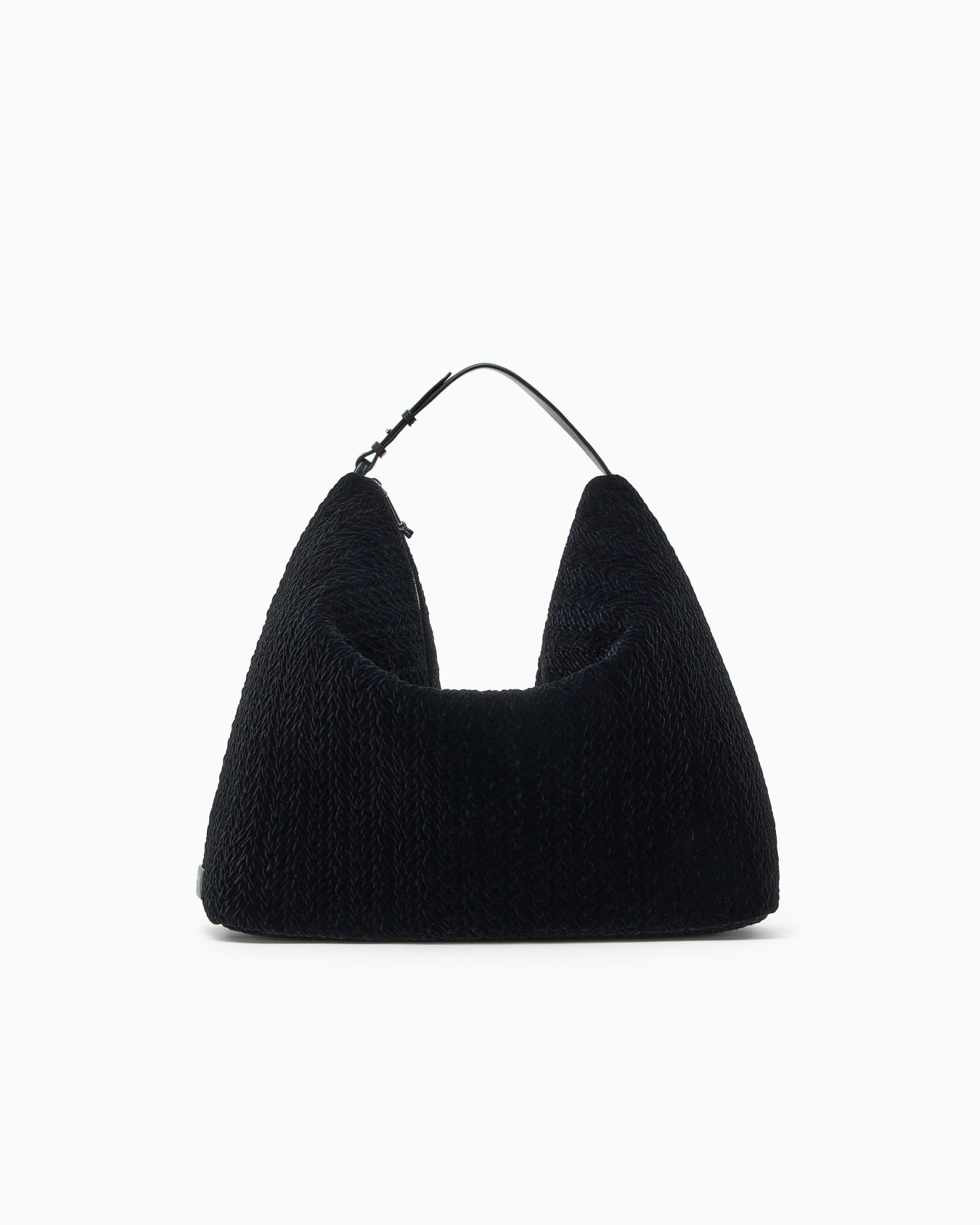 Quilted velvet oversized hobo bag Slide 0