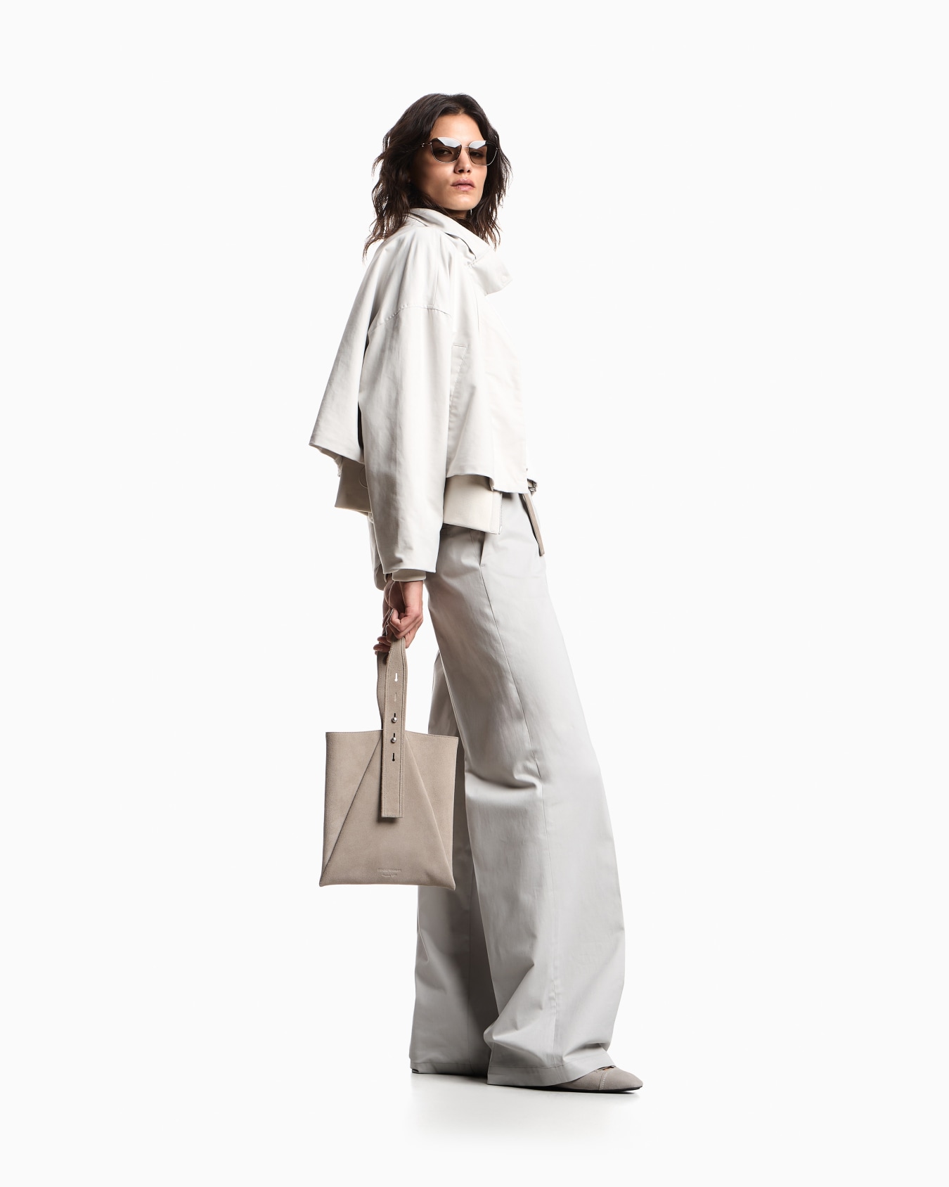 Blouson jacket in brushed techno cotton with a metal zipper Slide 1