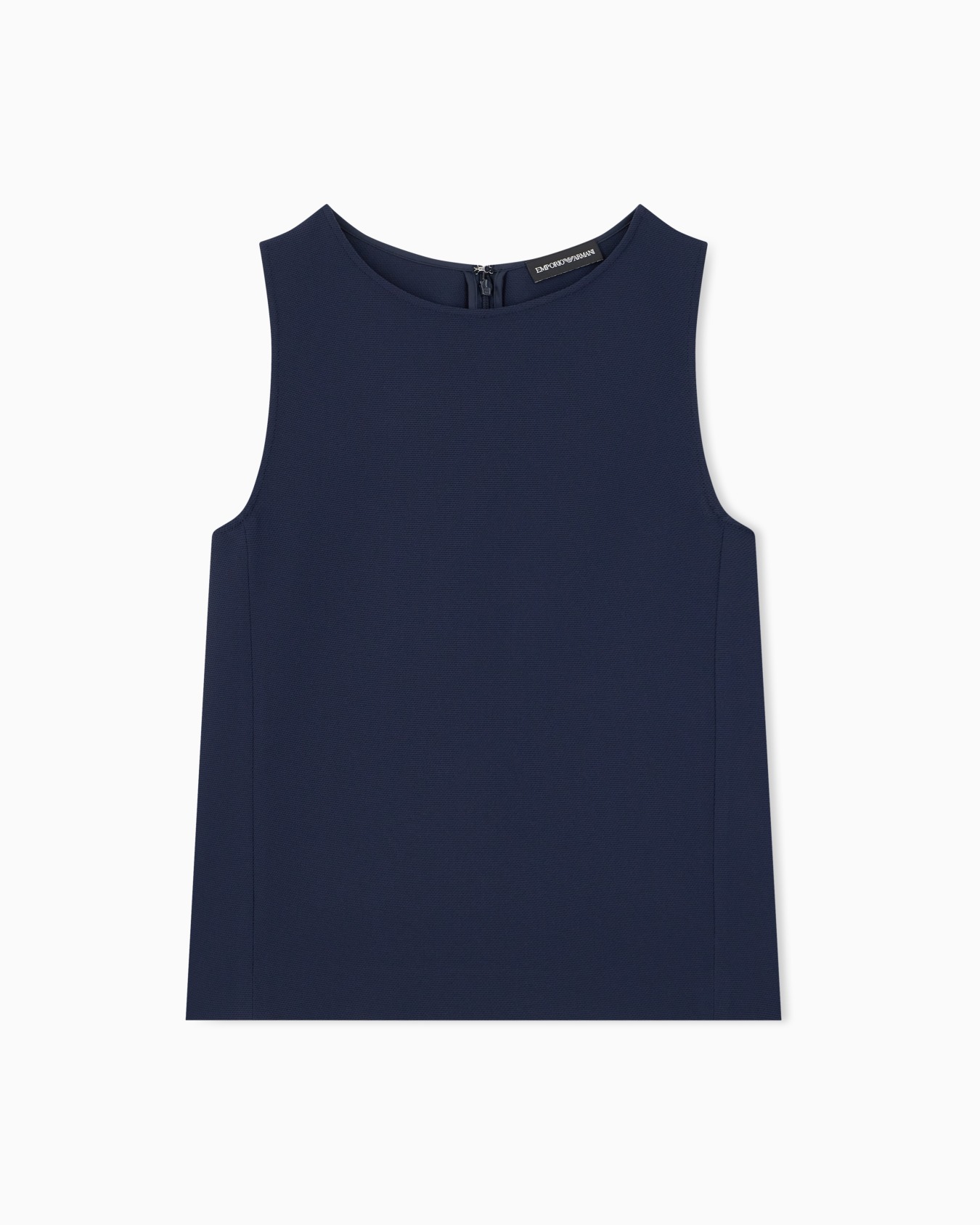 Textured sleeveless top with round neckline and back zip | Emporio
