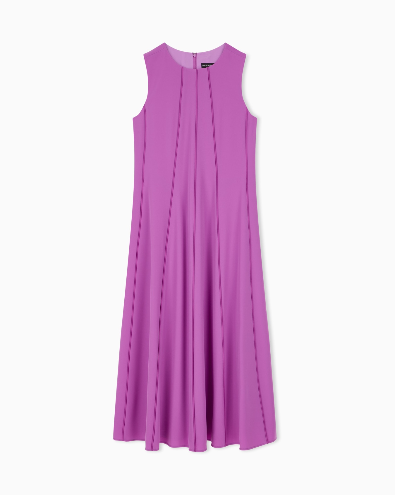Vestido sin mangas de cady técnico con costuras verticales Diapositiva 0