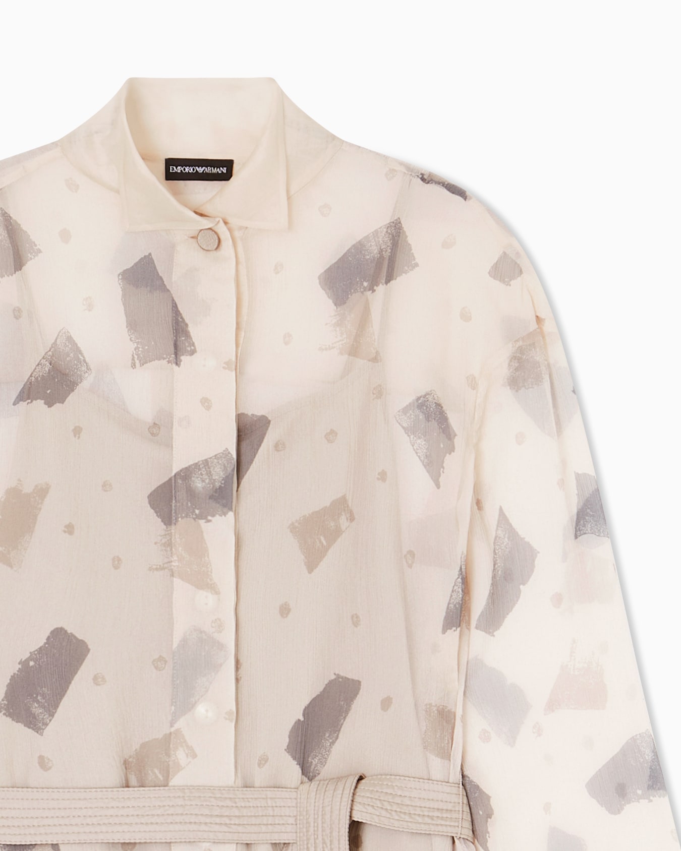 Shirt dress in pure silk creponne with geometric print Slide 4