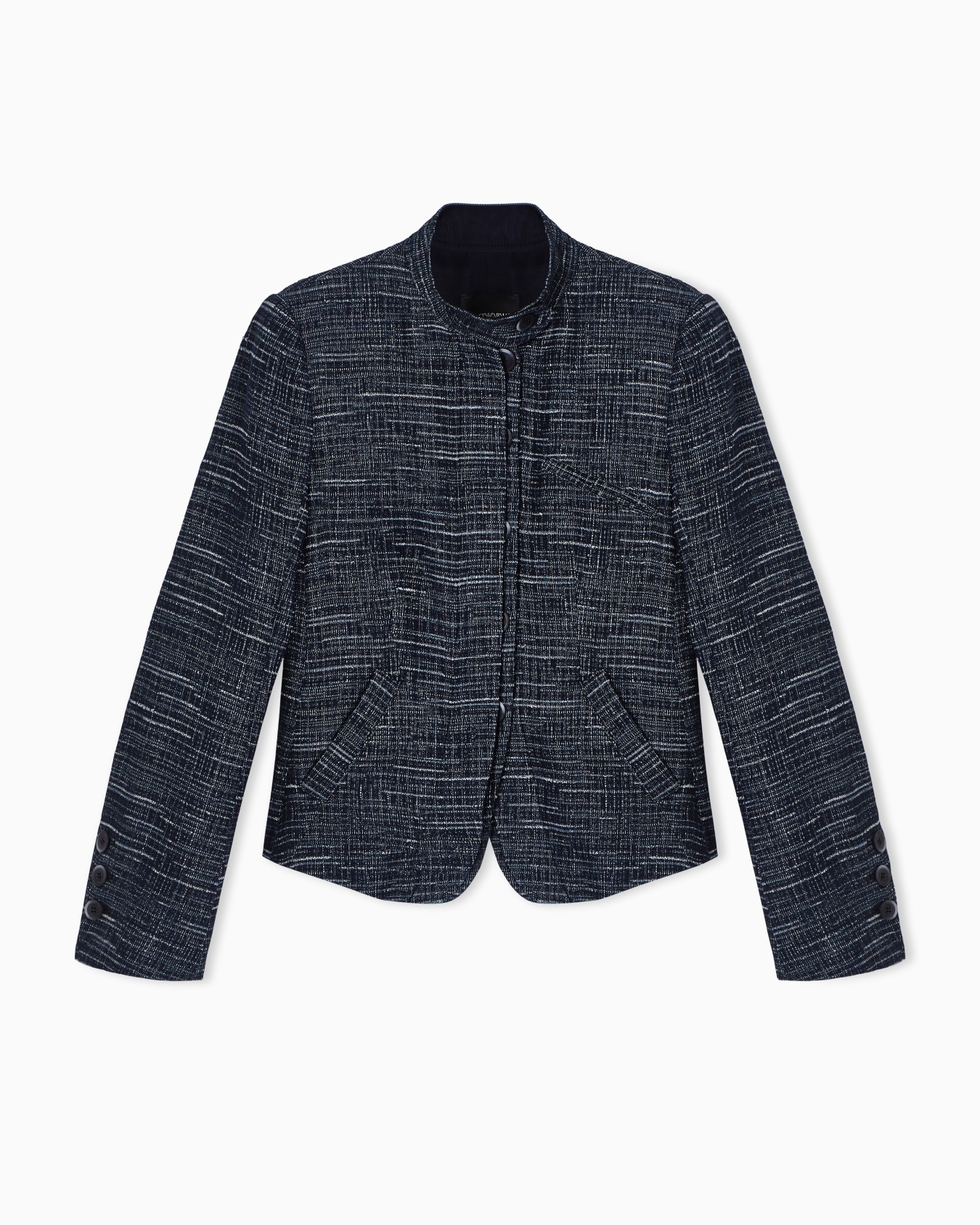 Guru collar jacket in denim-effect tweed Slide 0