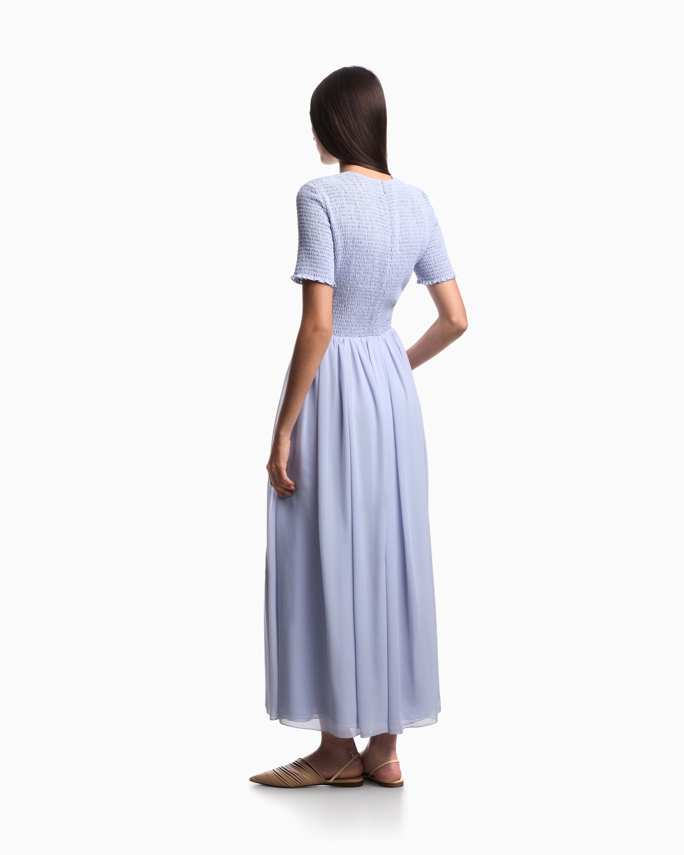 Long dress in techno georgette Slide 2