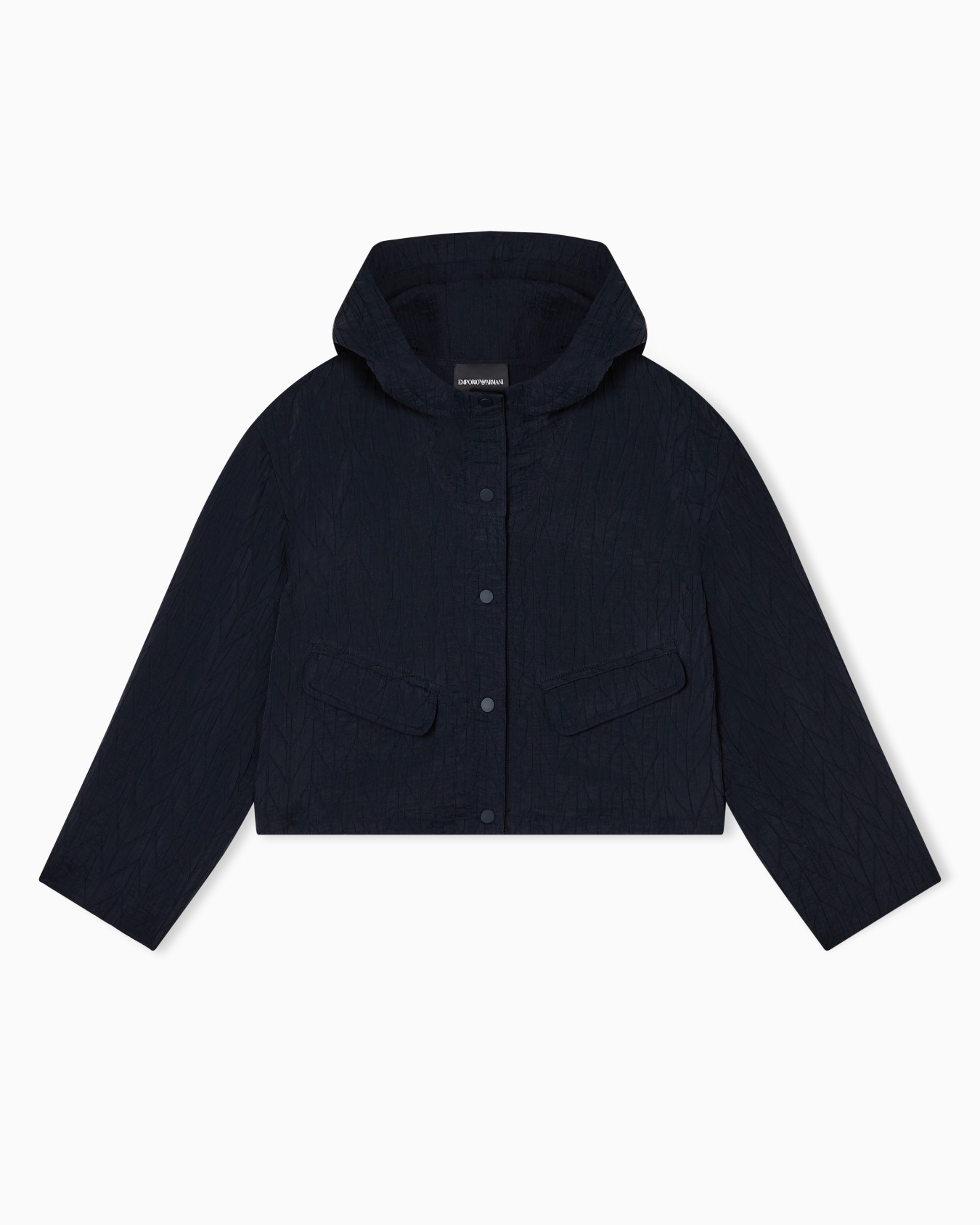 ASV cupro-blend hooded blouson with oversized jacquard chevron Slide 0