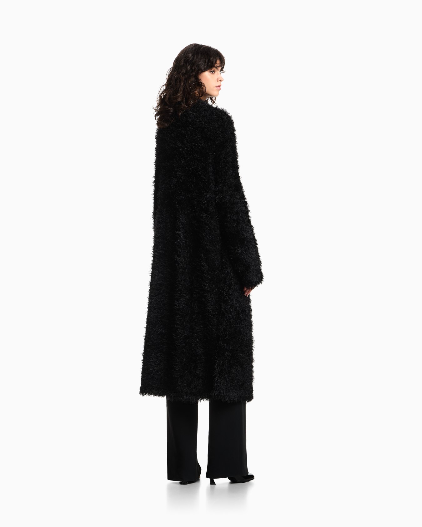 Maxi cappotto in maglia effetto furry Slide 2