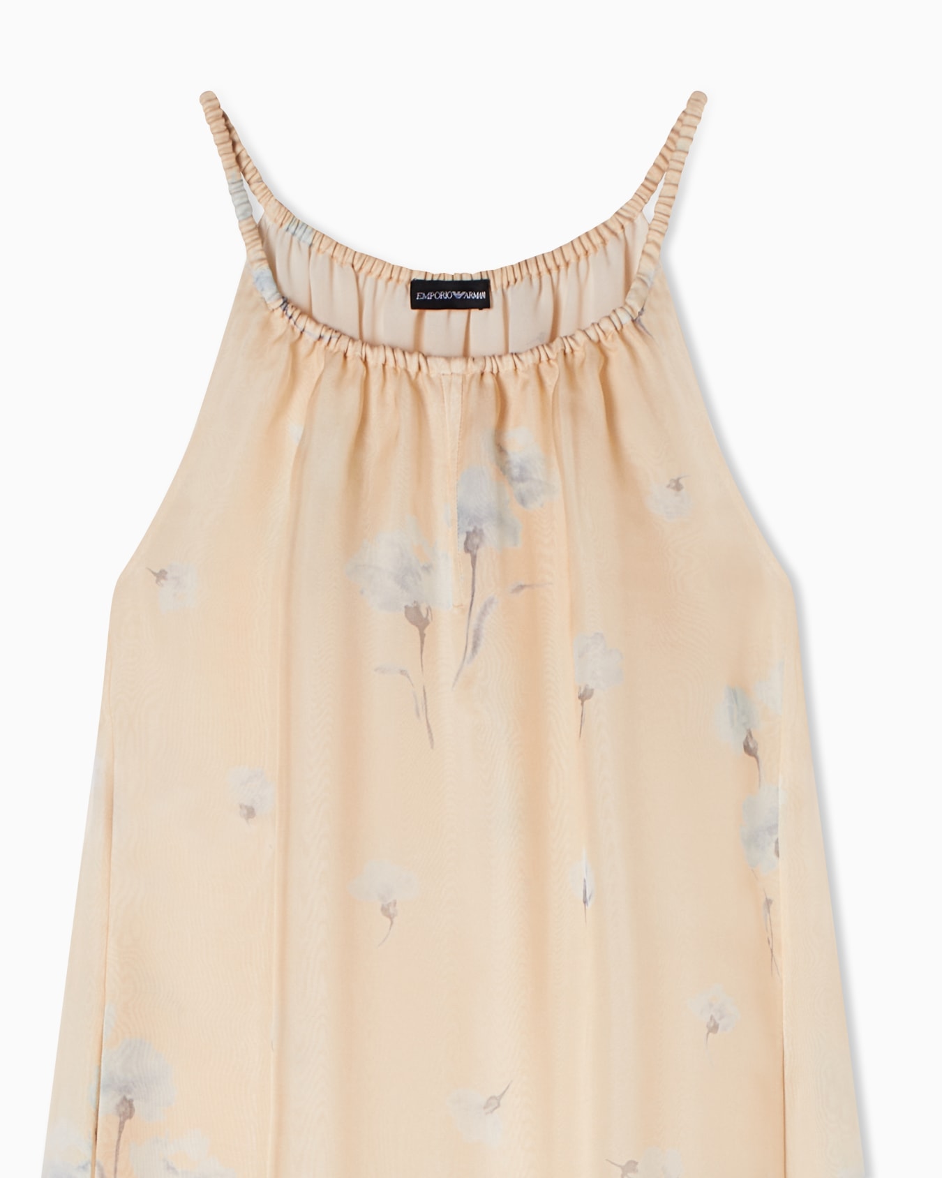 Long dress in silk organza with floral foulard print Slide 4