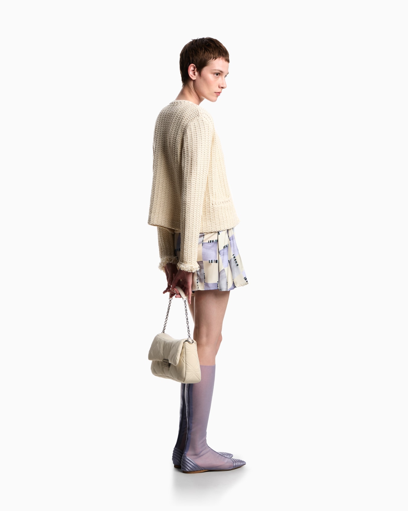 Check print satin culottes Slide 2