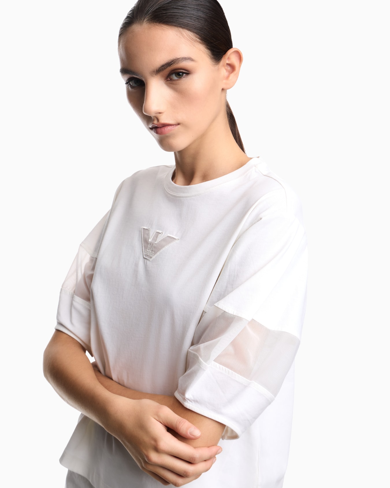 Supima jersey T-shirt with mesh insert スライドする 4