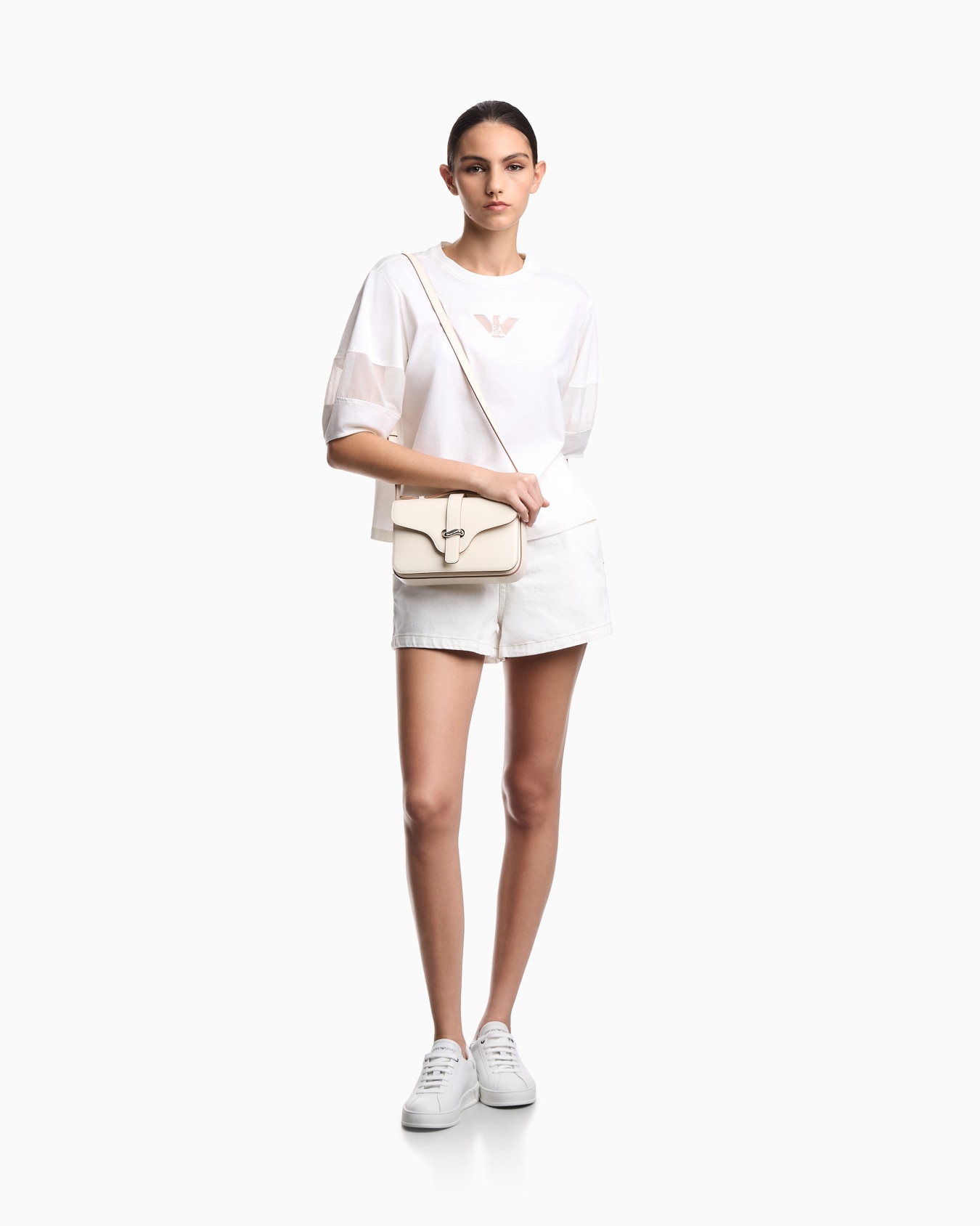 Supima jersey T-shirt with mesh insert スライドする 1