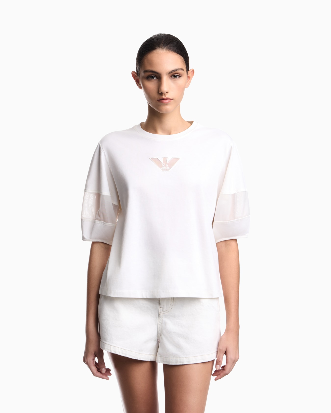 Supima jersey T-shirt with mesh insert スライドする 3