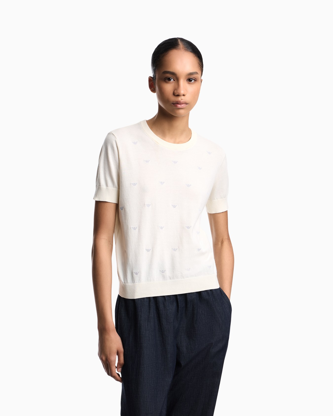 Jumper with all-over micro eagle embroidery Slide 2