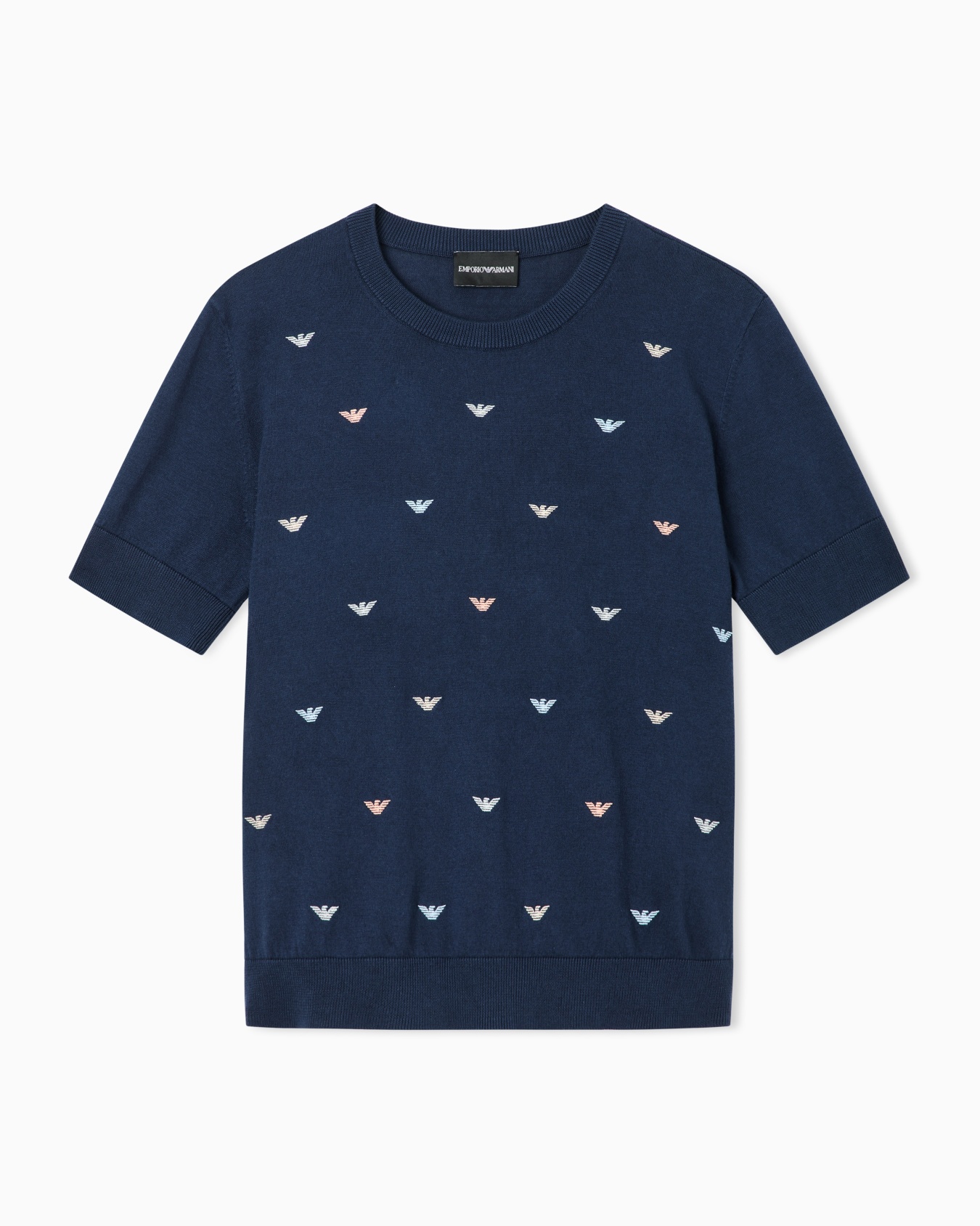 Shaved cotton sweater with allover embroidery Diapositive 0