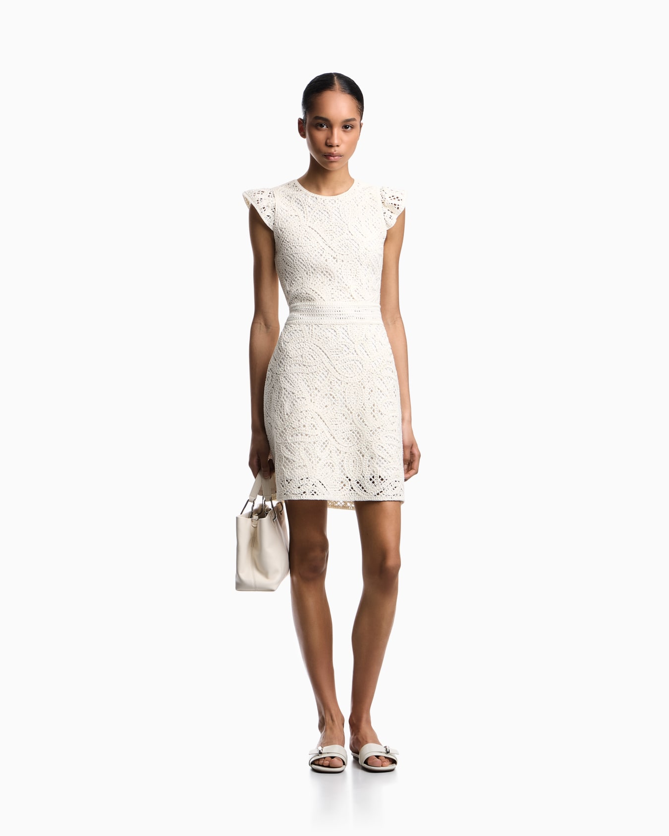 Dress in macramé-effect Cornely embroidered fabric Slide 1