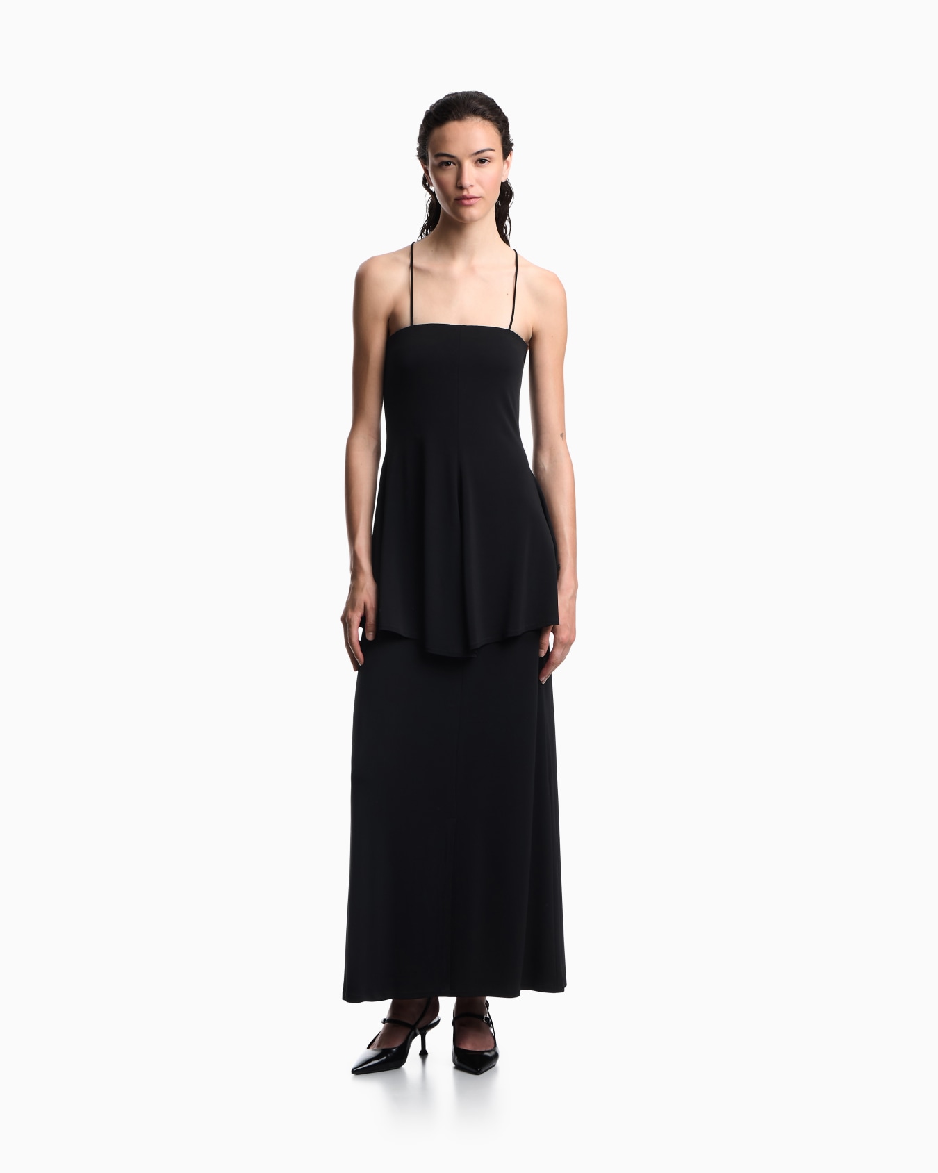 Two-piece effect crêpe dress in stretch viscose Slide 3