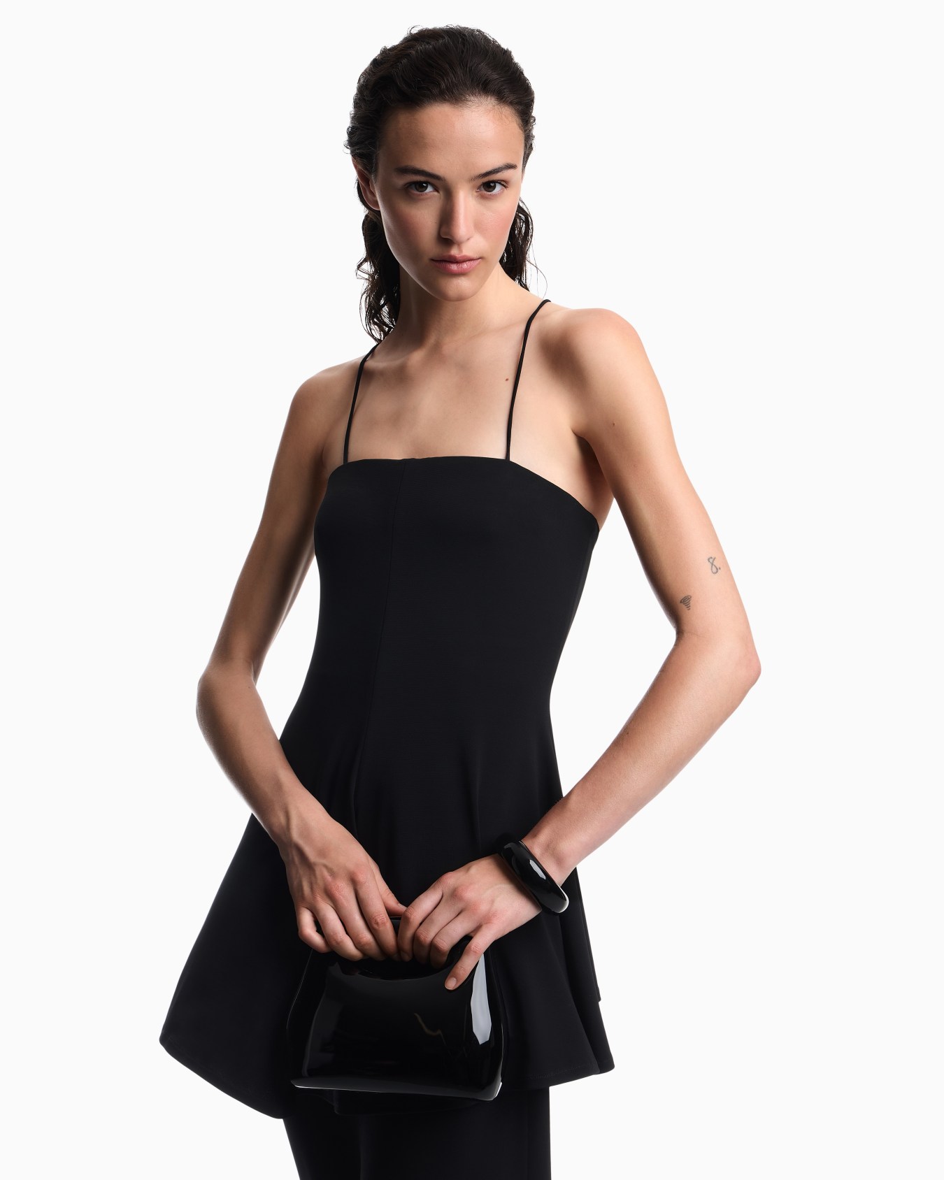 Two-piece effect crêpe dress in stretch viscose Slide 7