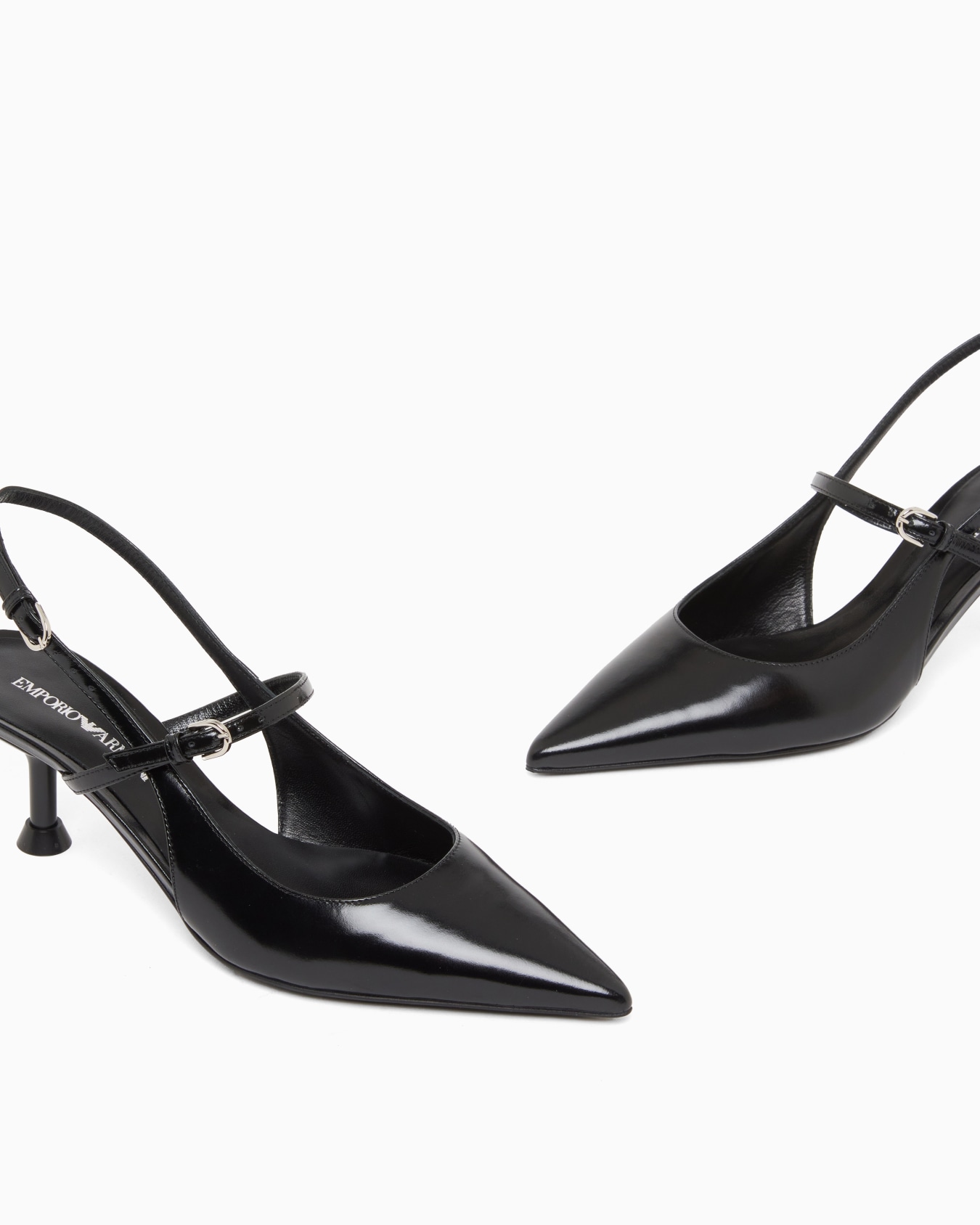 Shiny polished leather slingback court shoes Slide 4