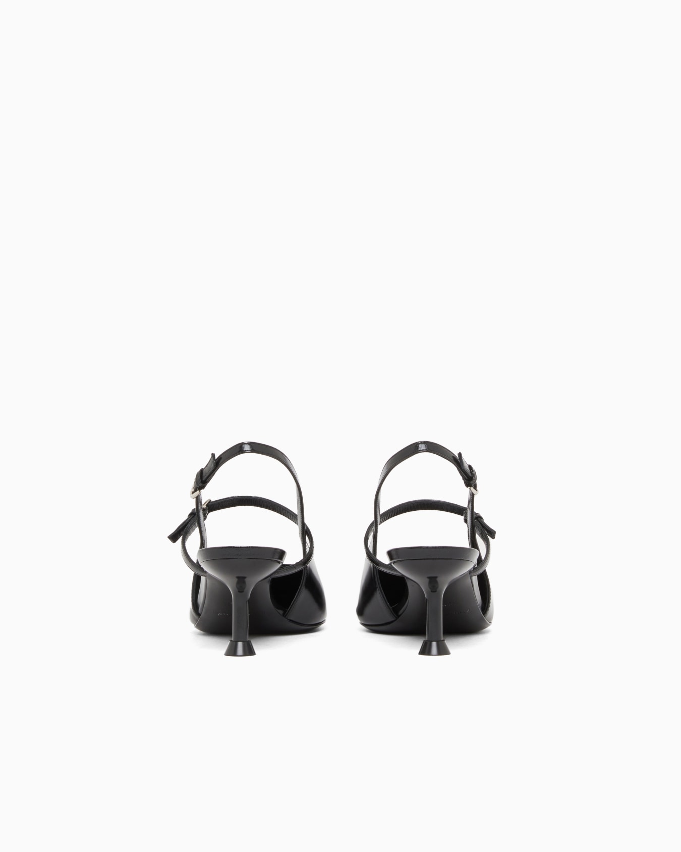 Shiny polished leather slingback court shoes Slide 3