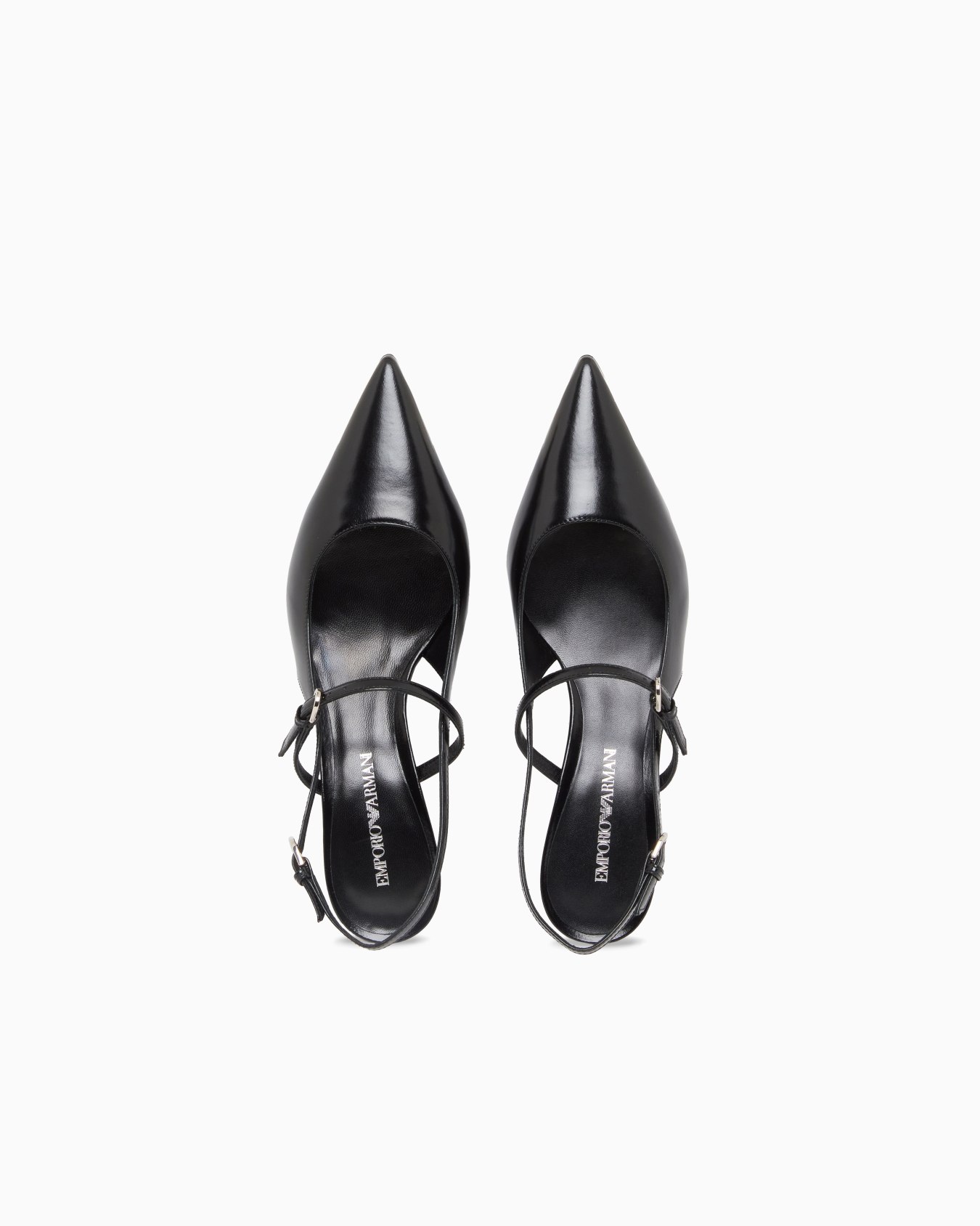 Shiny polished leather slingback court shoes Slide 2