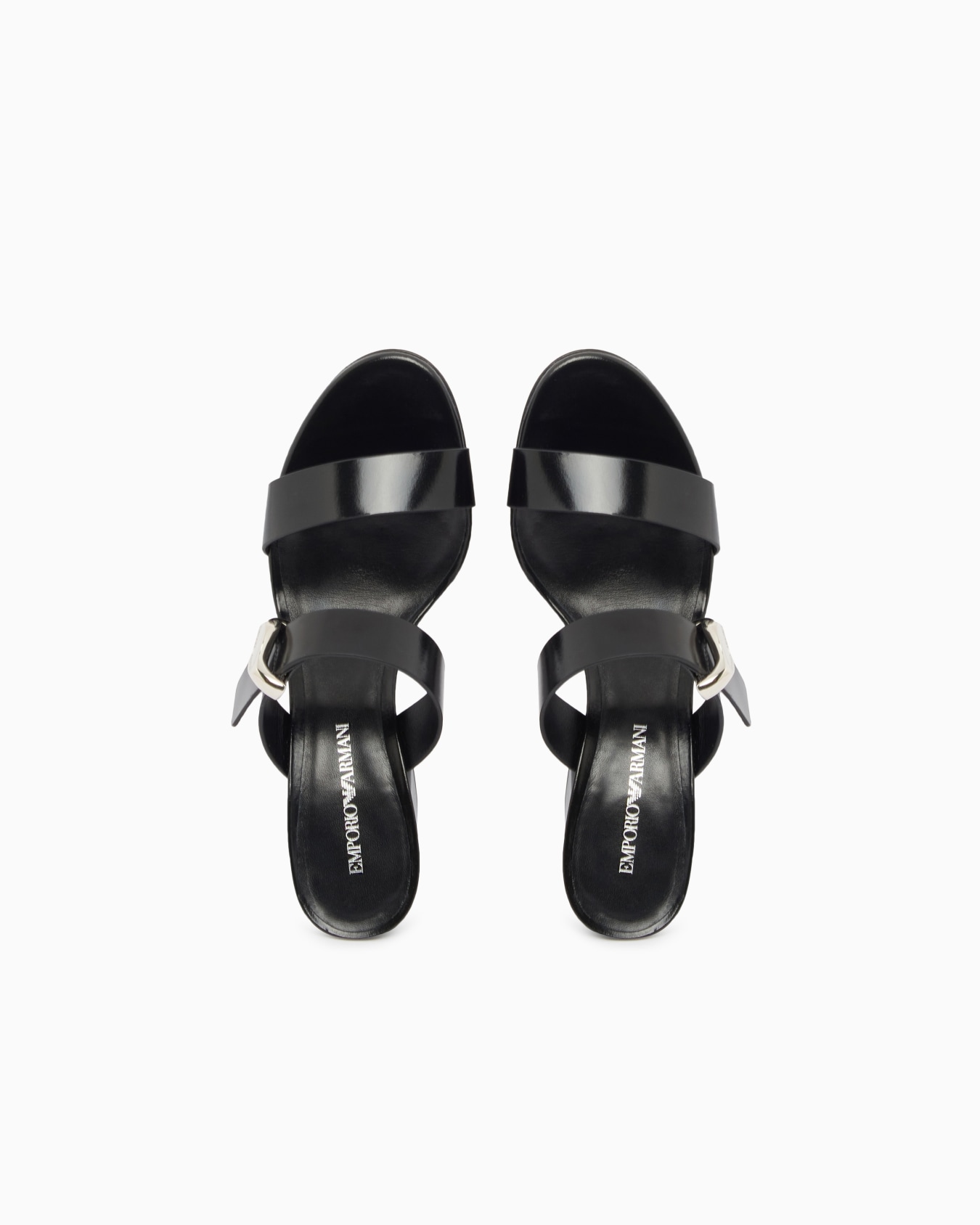 Shiny polished leather sandals with heel Slide 2